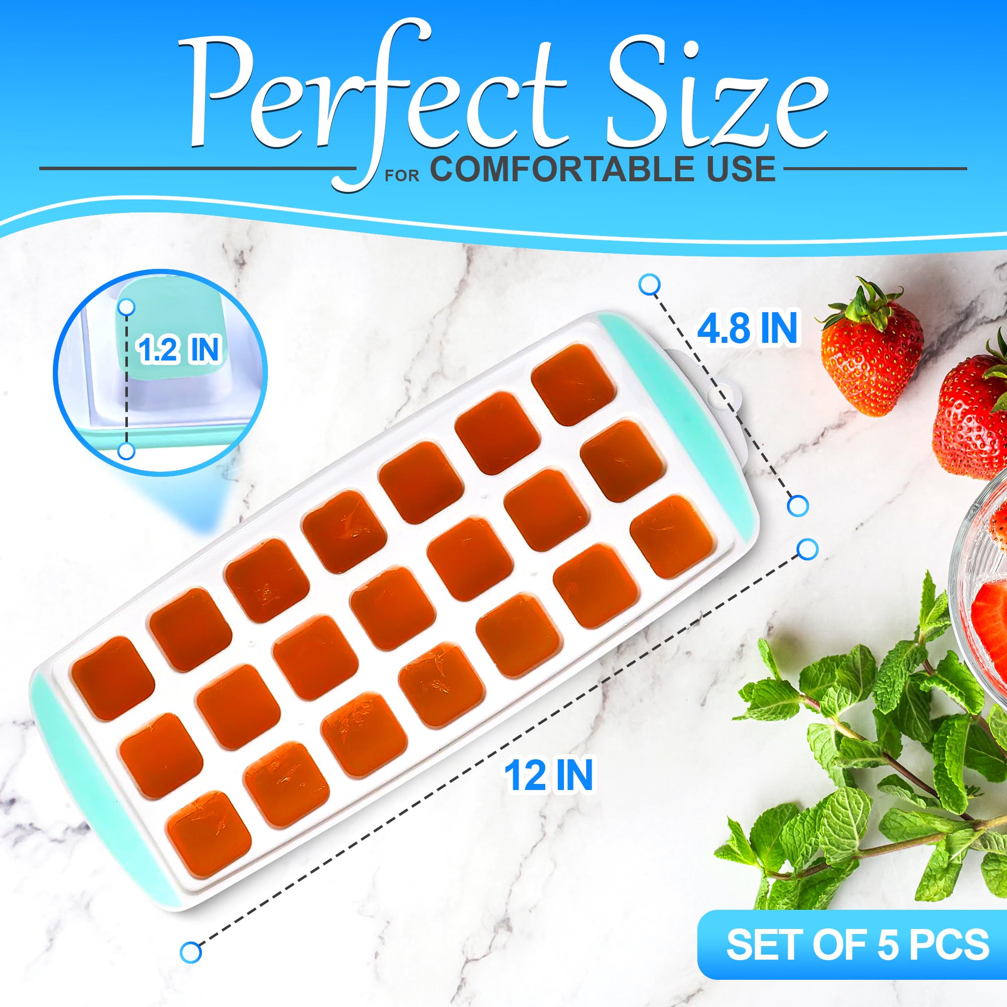 Silicone Ice Cube Trays With Lid - 5Pcs Ice Cube Trays For Freezer Ice Maker Ice Cube Tray With Lid Silicone Ice Cube Molds - Si