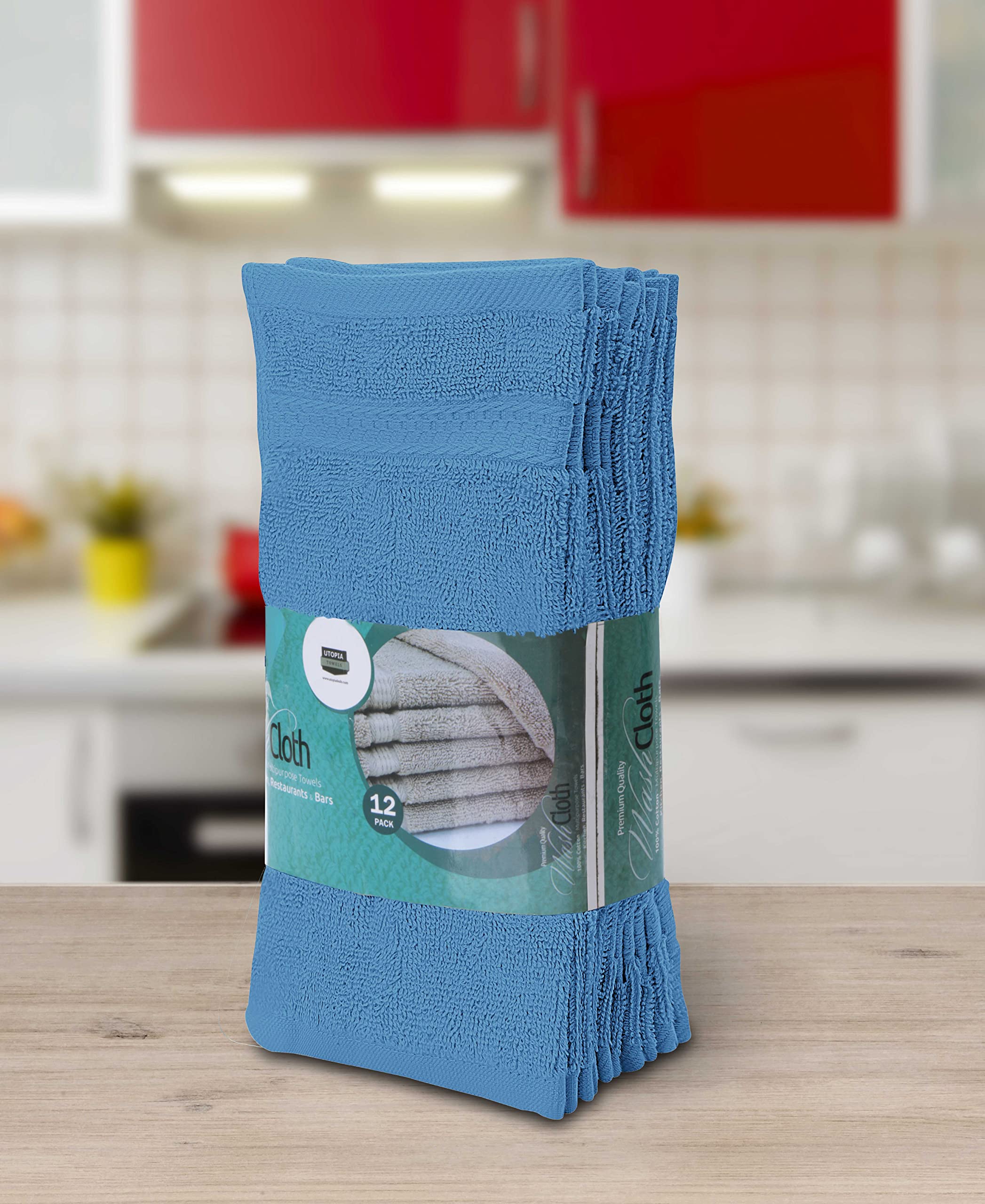 Utopia Towels Premium Wash Cloths Set - 12 Pack, 100% Cotton, Highly Absorbent, Electric Blue, Ideal for Bathroom, Spa, Gym