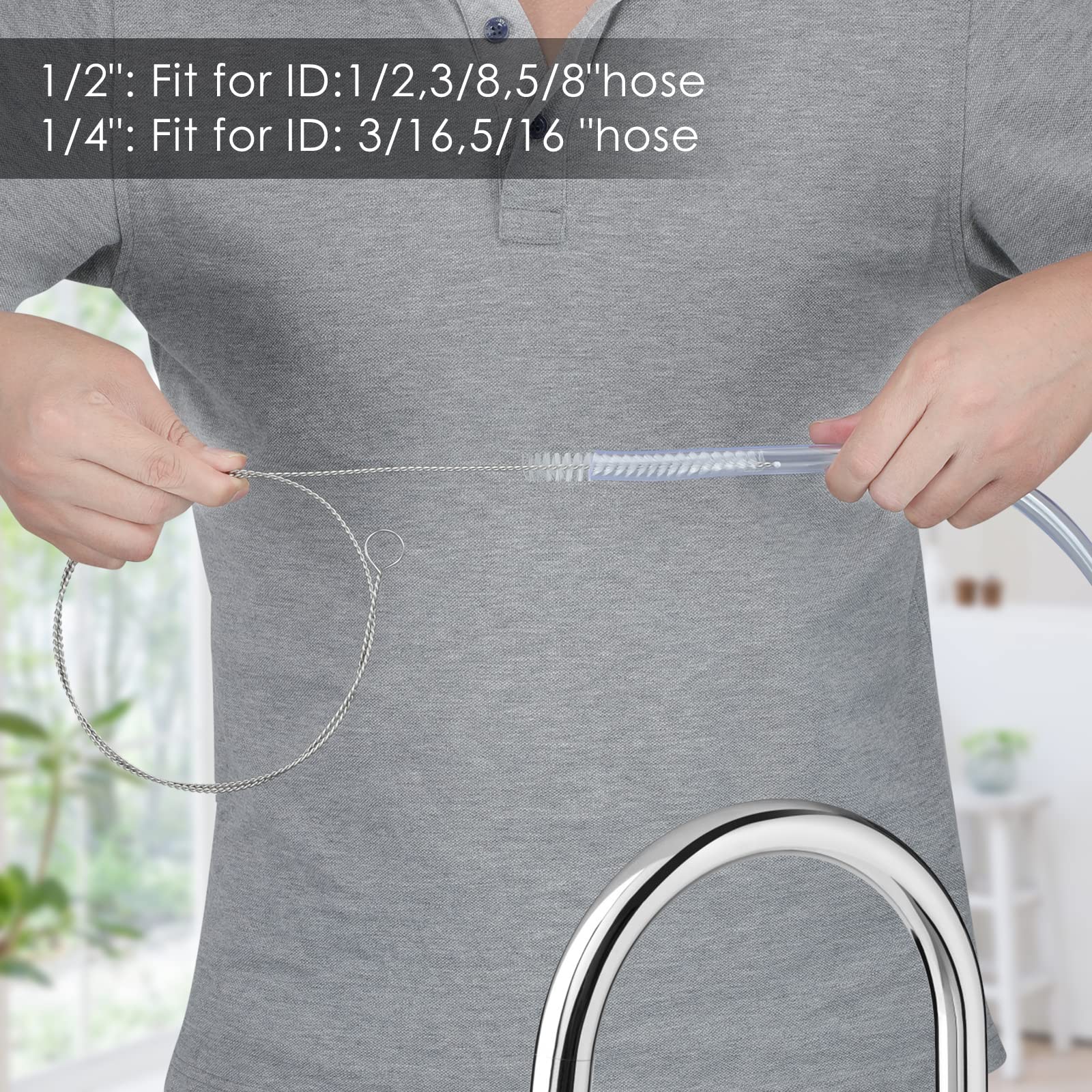 40 Inches Brush Cleaner For Cleaning Straw, Kegerator, Feeding Tube, Siphon Hose, Sunroof Drain, Refrigerator Drain, 4Pcs (White