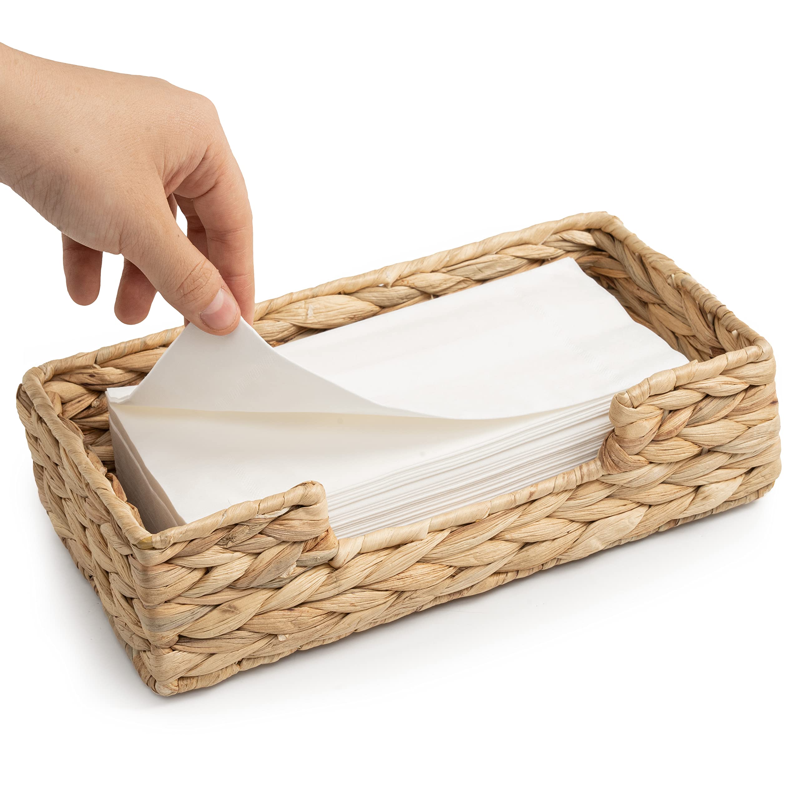 Claynix Rattan Napkin Holders For Table, Napkins Holder For Paper Napkins, Kitchen Luncheon Paper On Boho Dining Countertop - Re