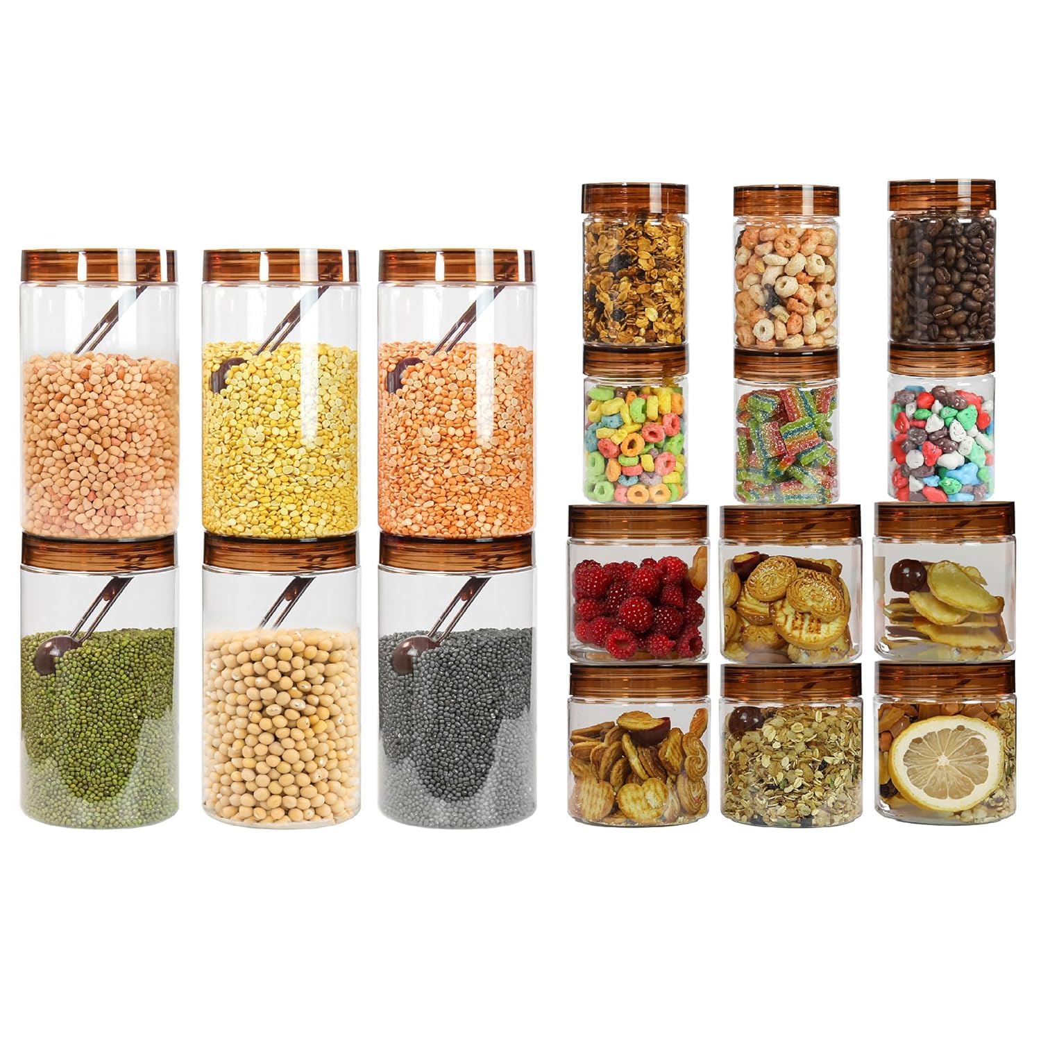Kevbroxa Storage Containers With Lid & Spoon, Stackable Kitchen Jars  Airtight Food Storage Boxes For Spices, Dry Fruits, Snack