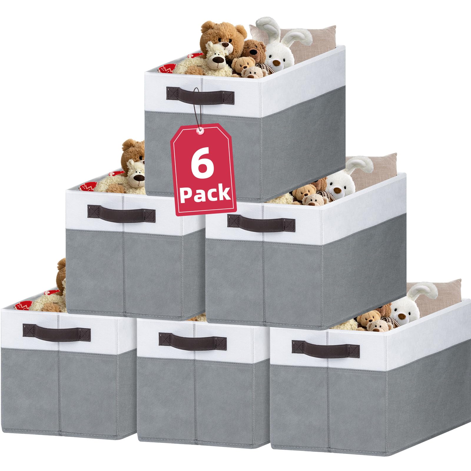 Criusia 6 Pack Clothes Storage Bins For Organization - 16X12 Extra Large Storage Baskets For Shelves Closet Bedroom - Toy Storag