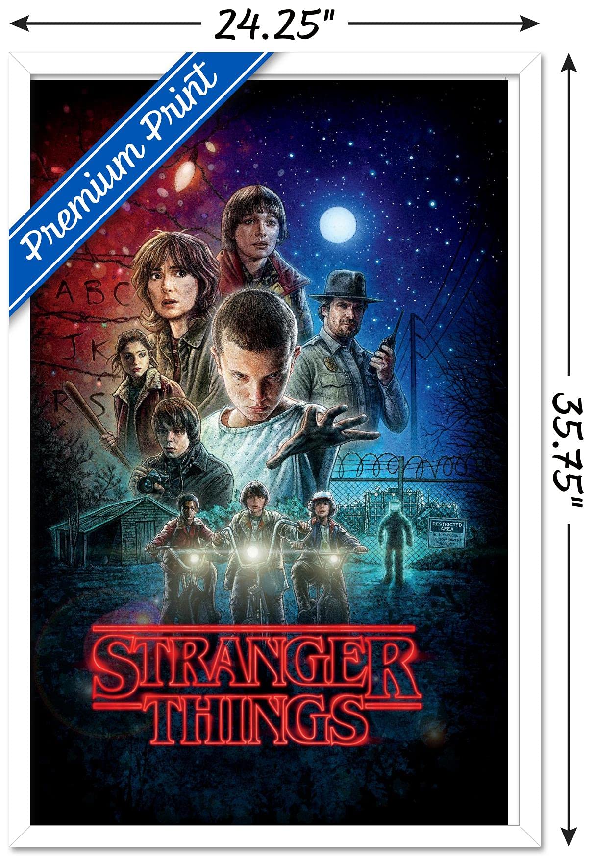 Trends International Netflix Stranger Things - One Sheet Wall Poster, 22.375'' X 34'', White Framed Version