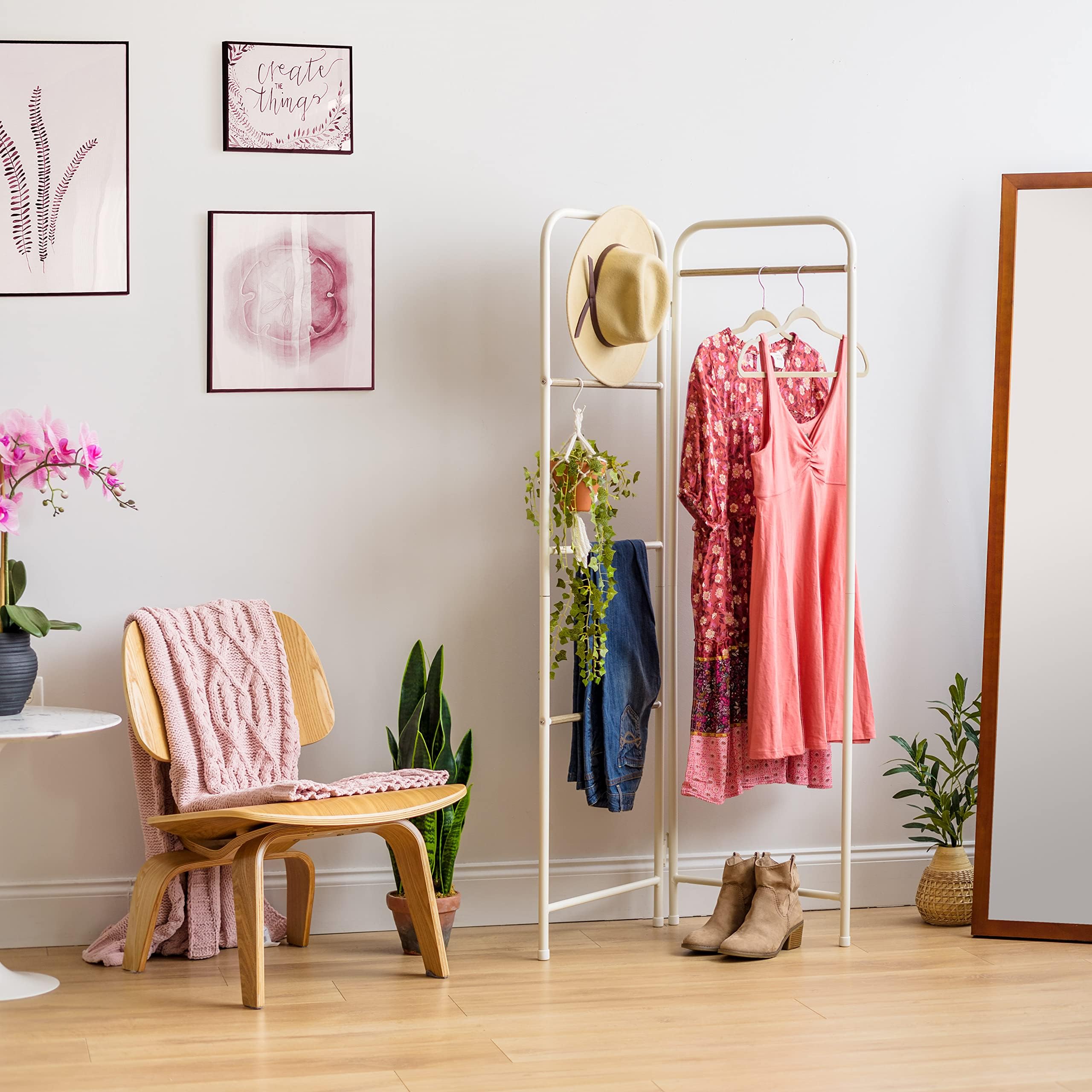 Iris Usa Stylish Standing, Metal Garment, Boutique Style Clothing Rack, Foldable