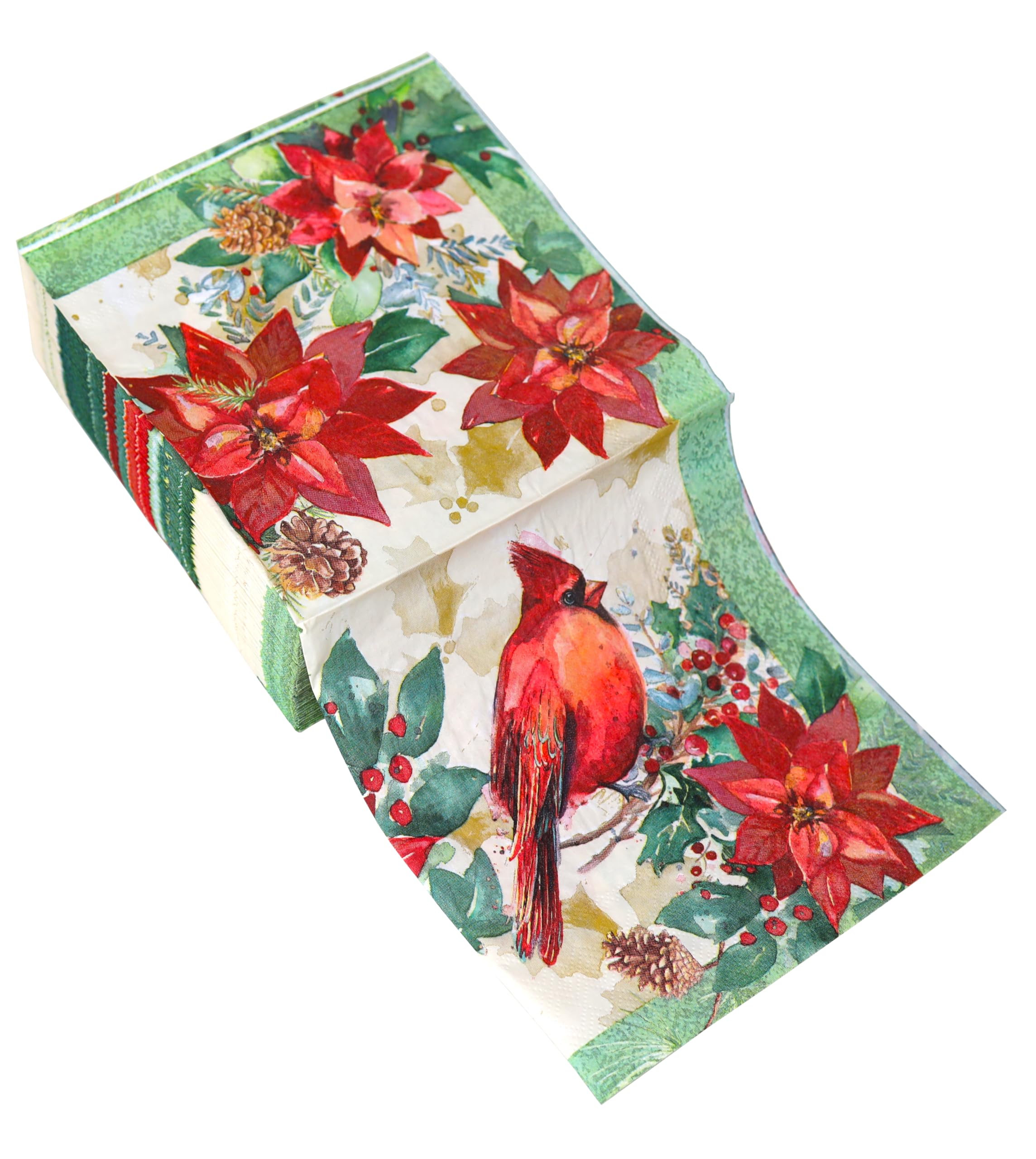 Iconikal Disposable Paper Dinner Party Napkins, Cardinal Poinsettia, 75-Count