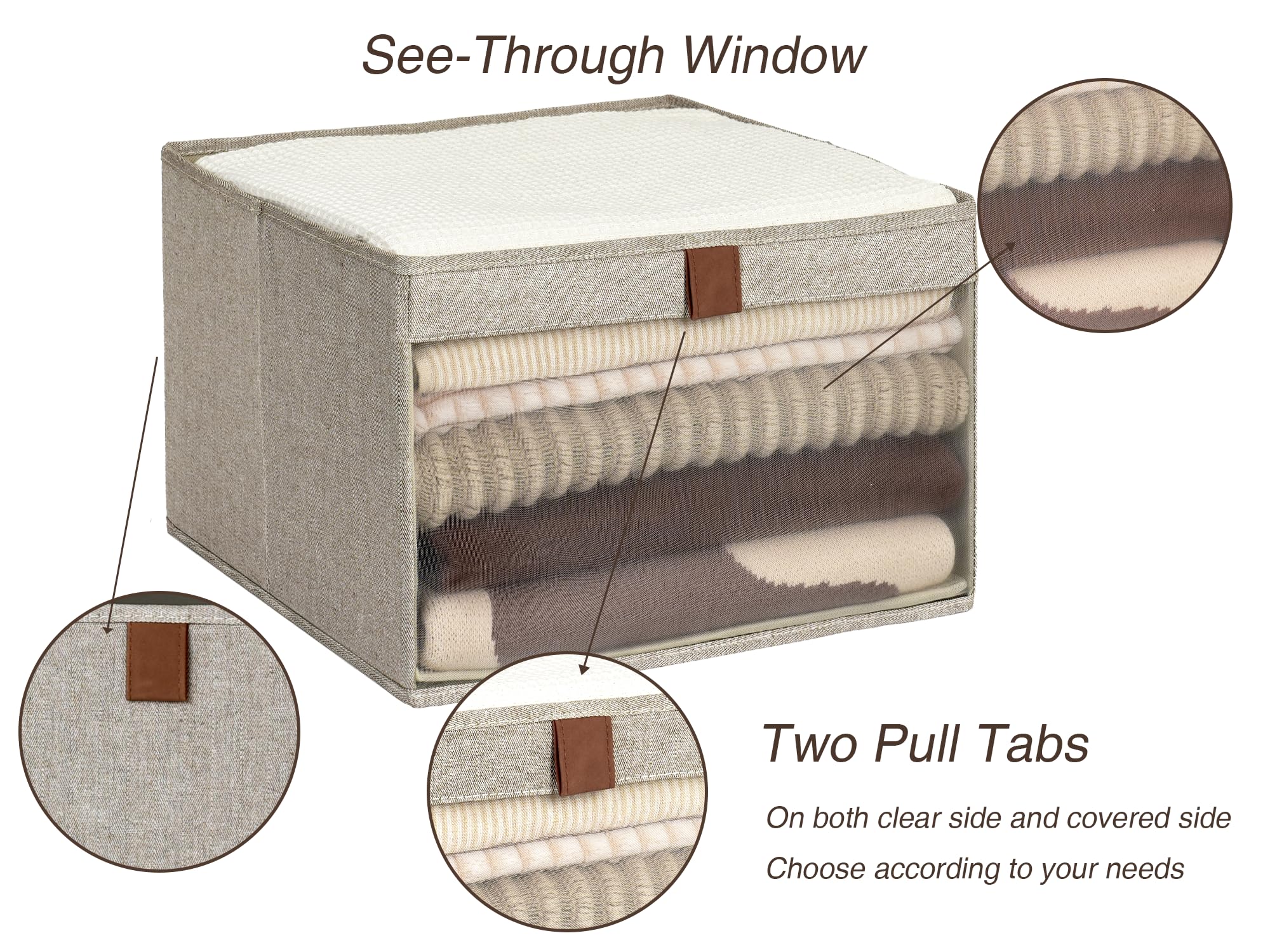 Storageworks Closet Storage Bins With Clear Window And 2 Handles, Foldable Storage Baskets For Shelves, Extra Large Fabric Organ