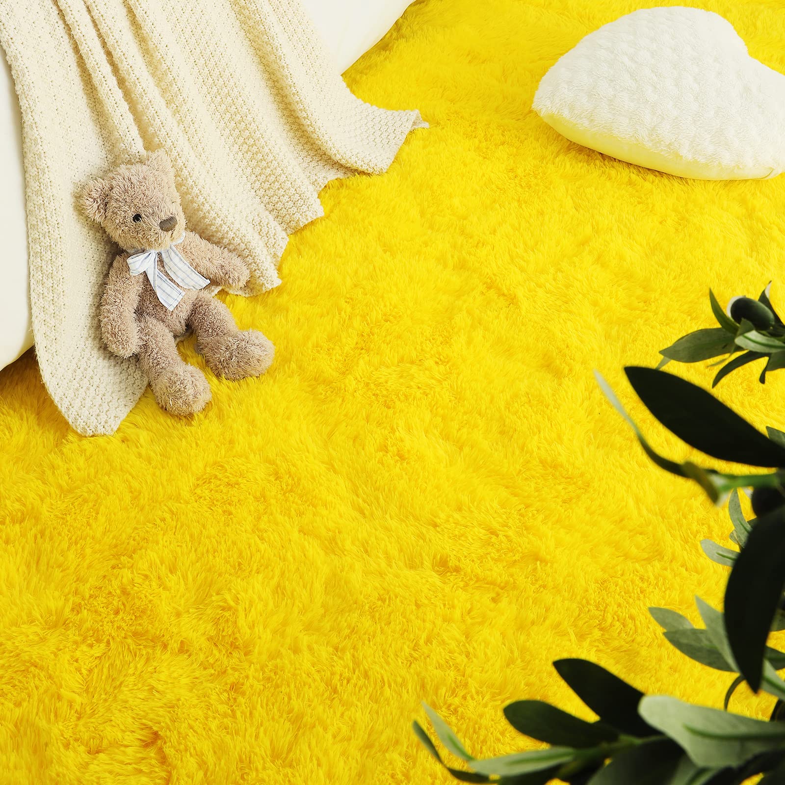 LOCHAS Ultra Soft Indoor Modern Area Rugs Fluffy Living Room Carpets for Children Bedroom Home Decor Nursery Rug 6x9 Feet, Yello