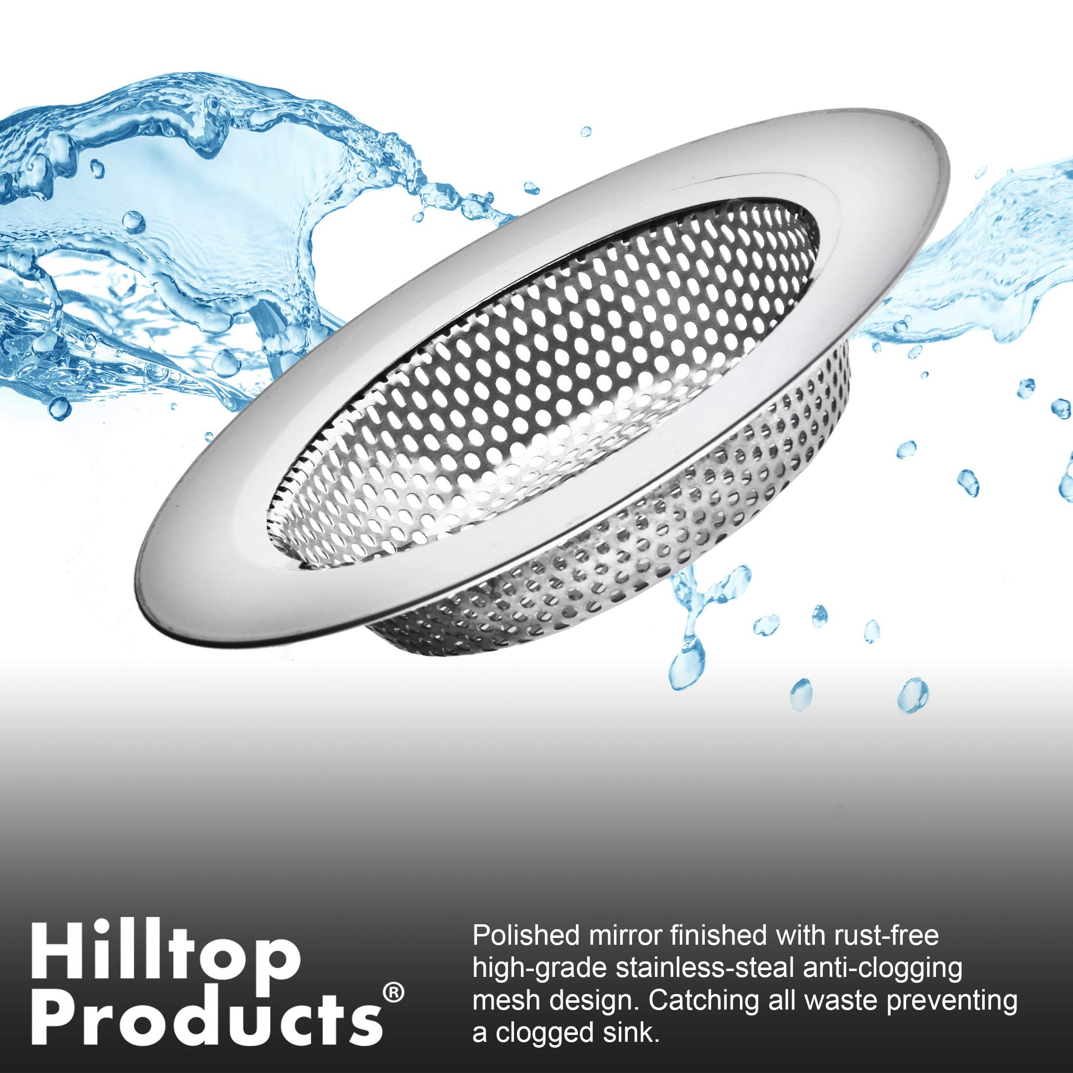 2 Pack - 4.5'' Top / 3'' Basket - Kitchen Sink Drain Strainer Large Basket Food Catcher. Stainless Steel