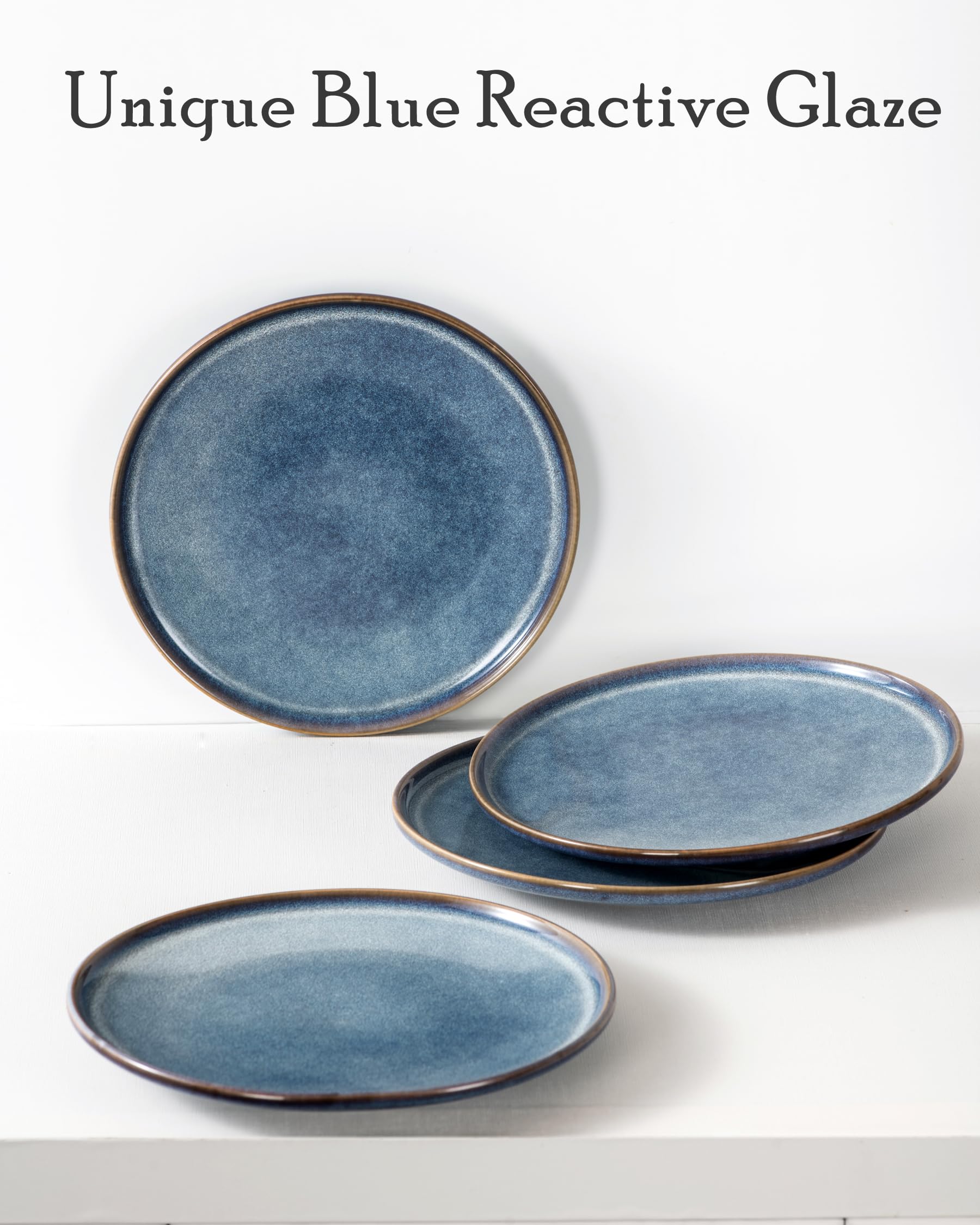 Unicasa Ceramic Large Dinner Plates - 11 Inch Dessert, Salad Plate Set Of 4 For Steak, Pasta, Dinnerware Sets, Scratch Resistant