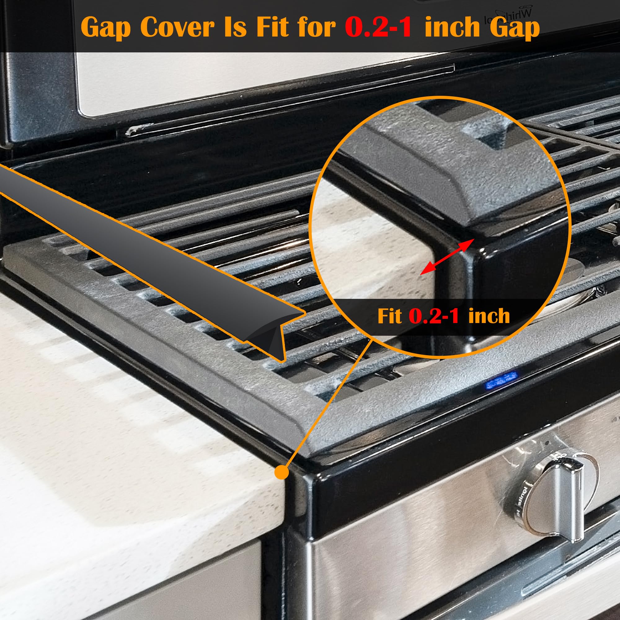 Kindga Stove Gap Covers, Silicone Counter Gap Filler For Stove, 30 Inches Can Be Cut To Any Size For 4-25Mm Gap, Seal Spills Bet