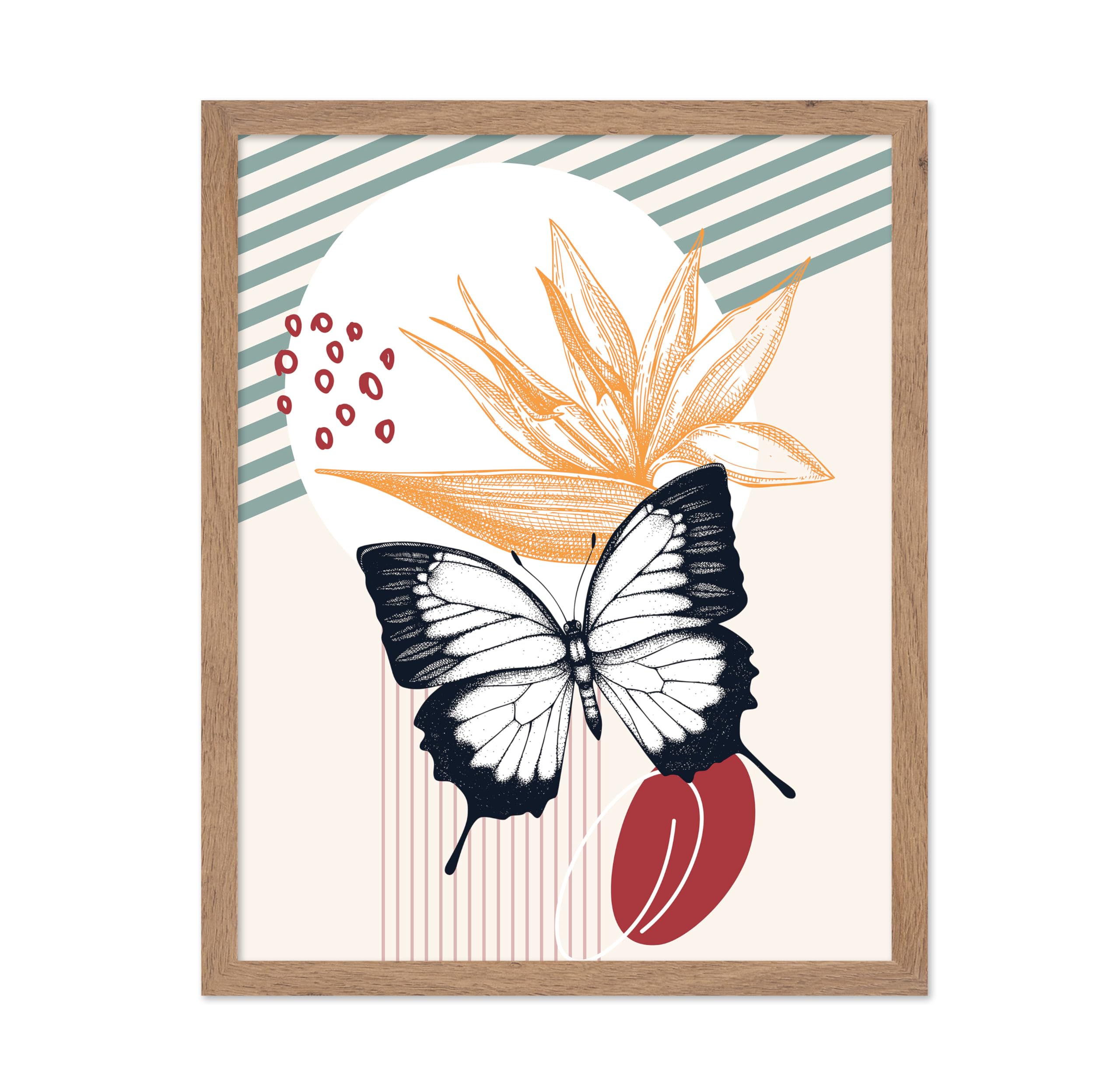 Poster Master Butterfly Poster - Black & White Butterfly Print - Butterfly Illustration Art - Gift for Men, Women, Animal Lover 