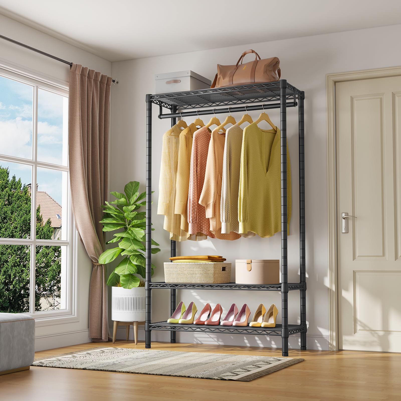 Vipek V1S Wire Garment Rack 3 Tier Heavy Duty Clothes Rack For Hanging Clothes Portable Closet With Hanging Rod Adjustable Wire