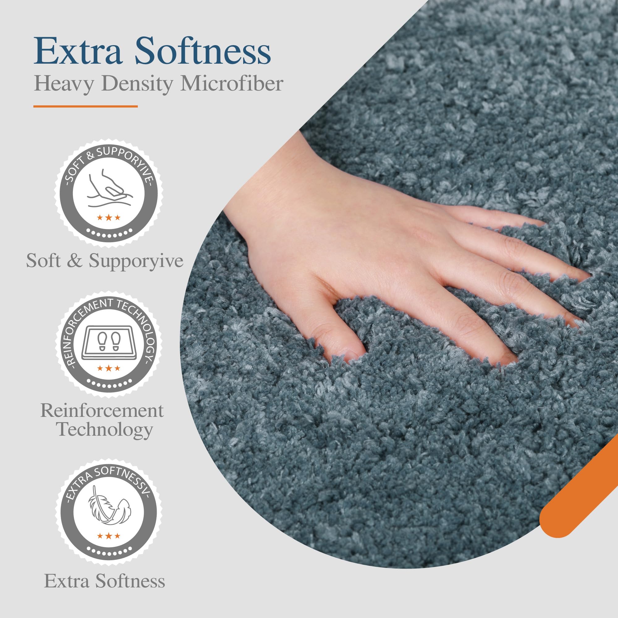Walensee Bathroom Contour Rug (20X24, Slate) Non Slip Bath Mat For Bathroom Water Absorbent Soft Microfiber Shaggy Bathroom Mat