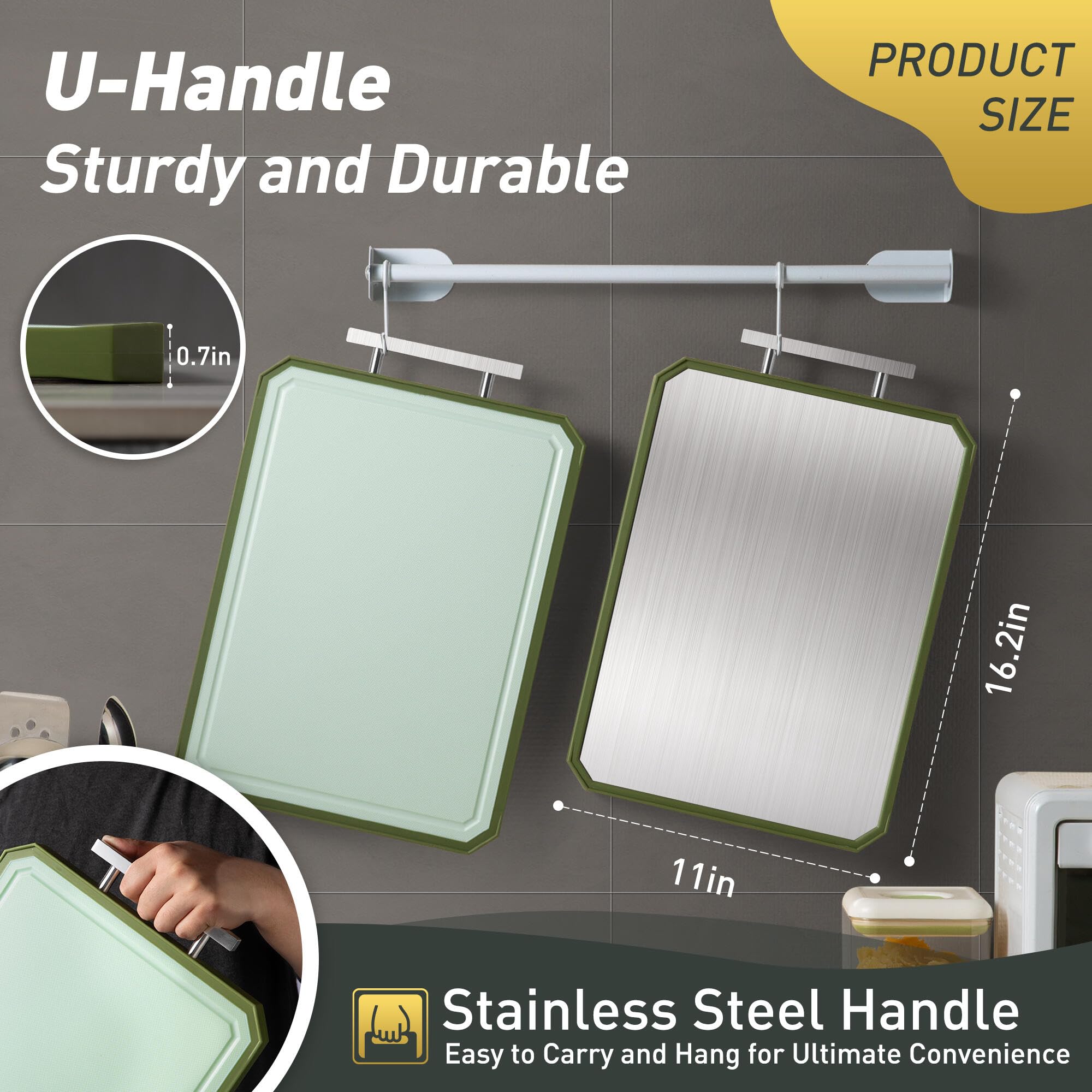 2 in 1 Stainless Steel Cutting Board with Handle Chopping Butcher Block not Titanium Mother Day Best Mama Mommy Bonus Mom Ever M