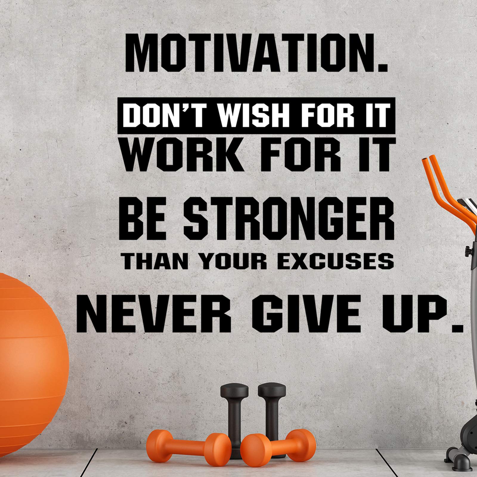 4 Pieces Gym Wall Decal Motivation Vinyl Wall Decals Be Stronger Than Your Excuses Sticker Don'T Wish For It Work For It Large G
