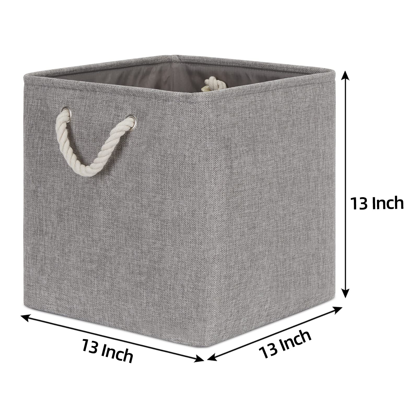 Bidtakay Grey Baskets Foldable Storage Cube Bins 13X13X13 Cube Storage Organizer Closet Set Of 3 Fabric Storage Baskets For Home