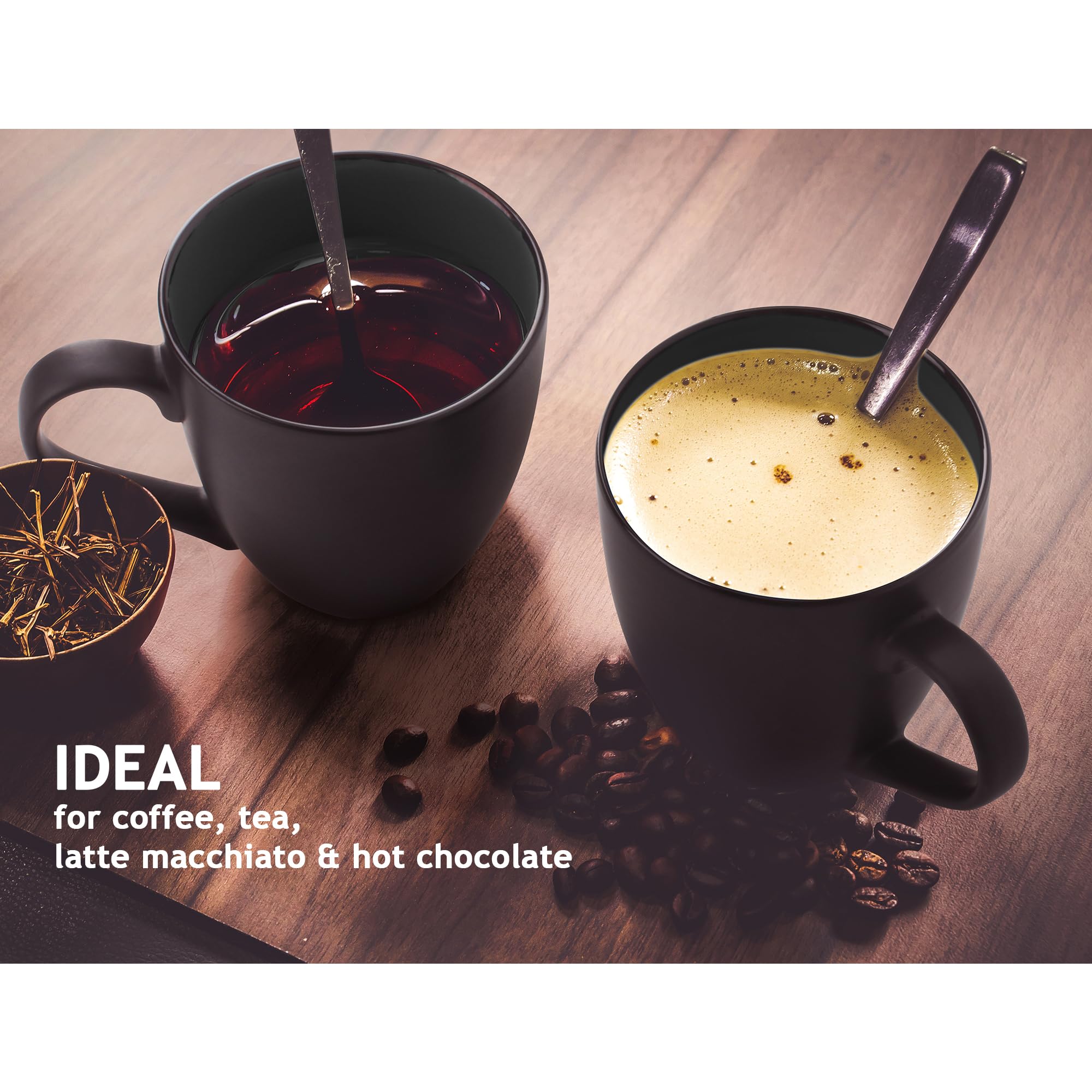 Miamio - Set Of 6 Stoneware Coffee Mugs 12 Ounce/Cup Set - Le Papillon Collection (White-Colourful)