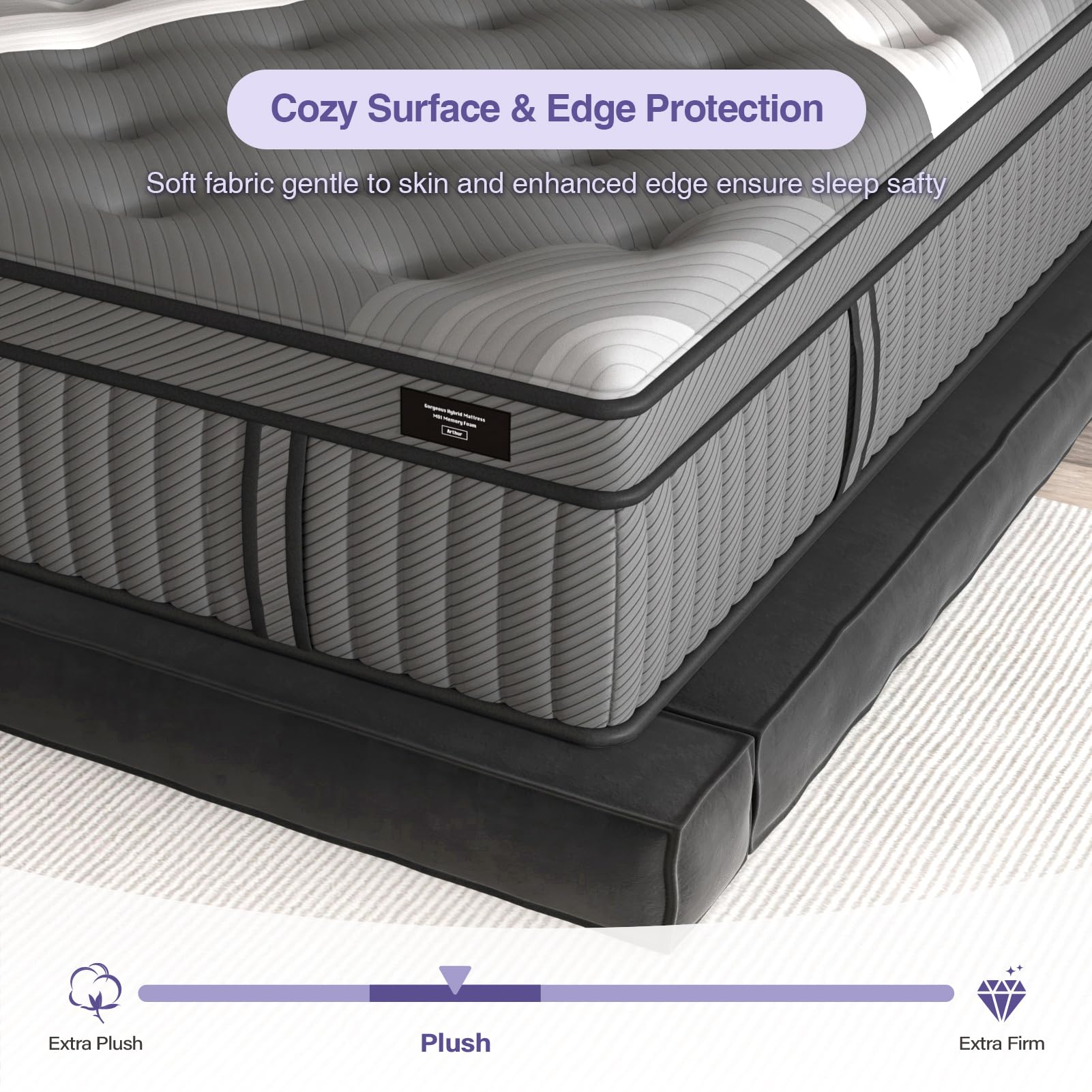 Lechepus Queen Mattress, 14Inch Plush Soft Memory Foam Hybrid Mattress, Queen Size Memory Foam With Pocket Spring Mattresses, Su