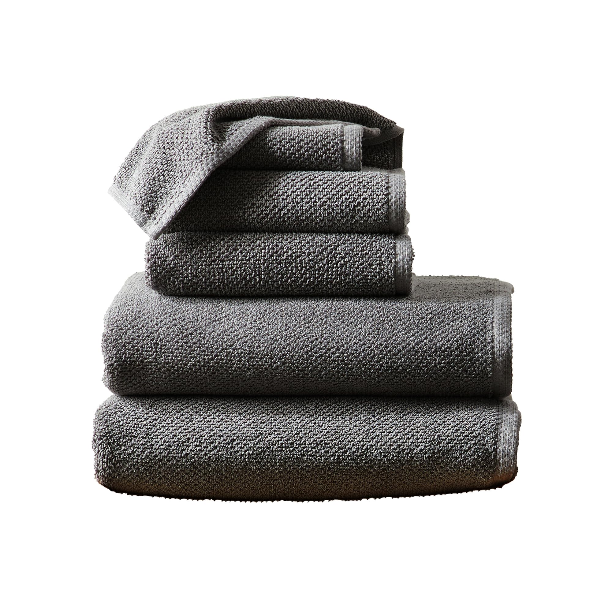 Grey Bath Towels - 100% Cotton 6 Piece Towel Set - 2 Bath Towels, 2 Hand Towels, 2 Washcloths - Absorbent, Quick-Drying, Durable