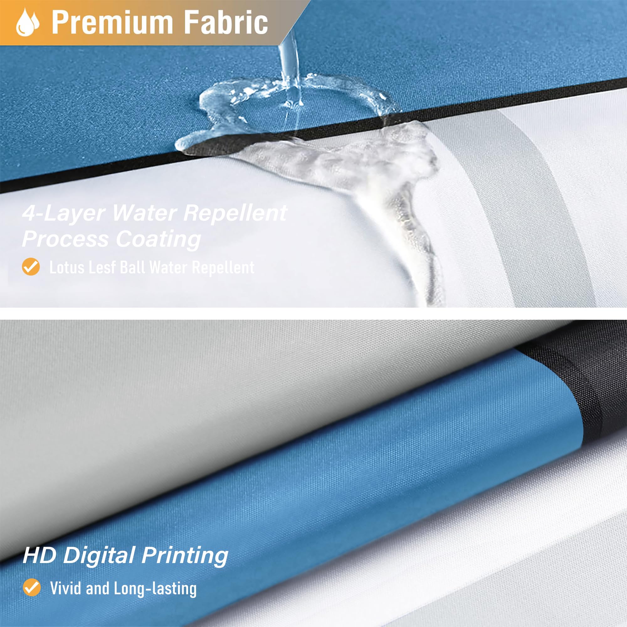 Bttn Blue Fabric Shower Curtain, Modern Geometric Neutral Cloth Shower Curtain Set With Hook, Water Repellent, White Black Grey