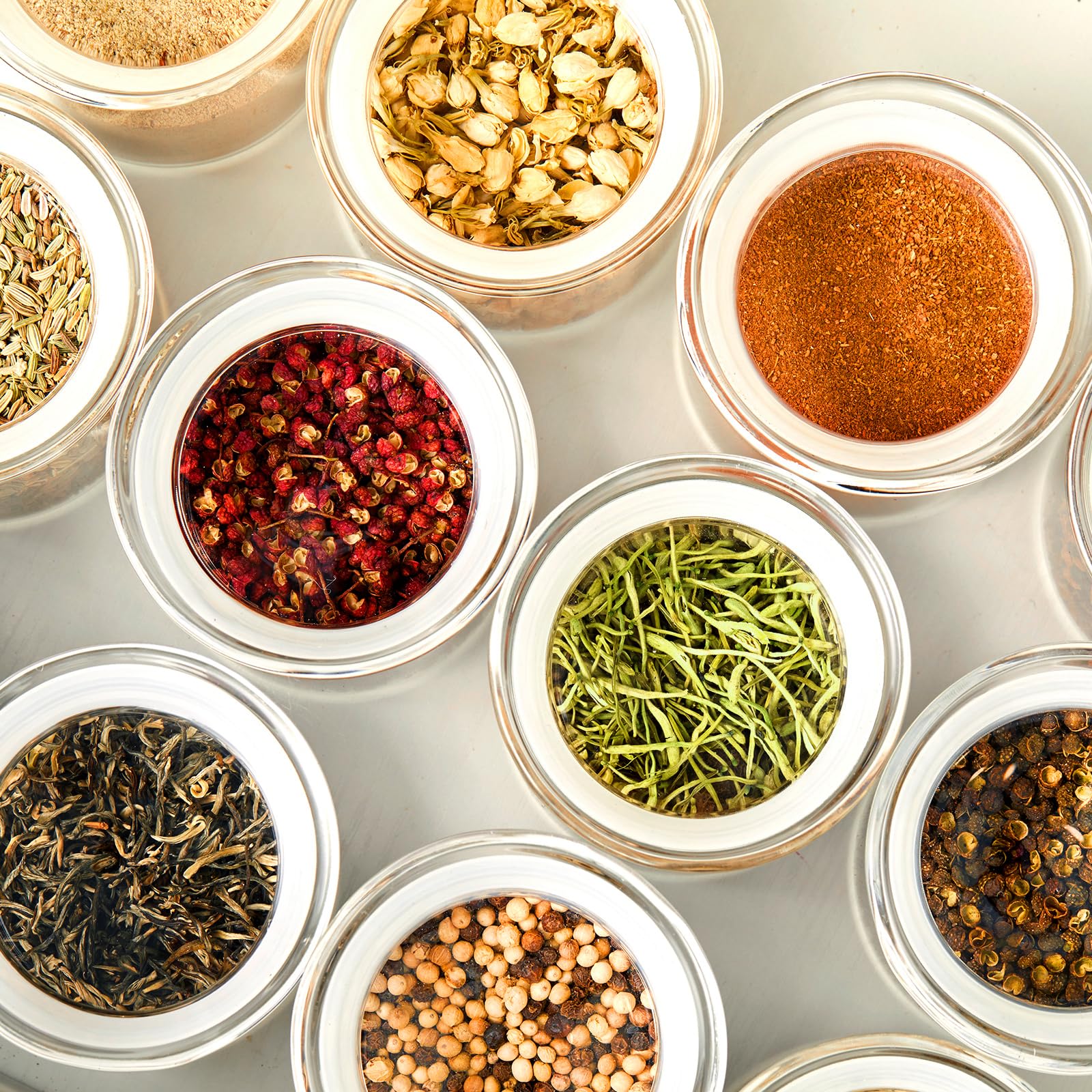 Zens Glass Canister Set, Small Airtight Kitchen Storage Jars With Glass Lids, Clear 4 Pack 10Oz Empty Food Container For Spices