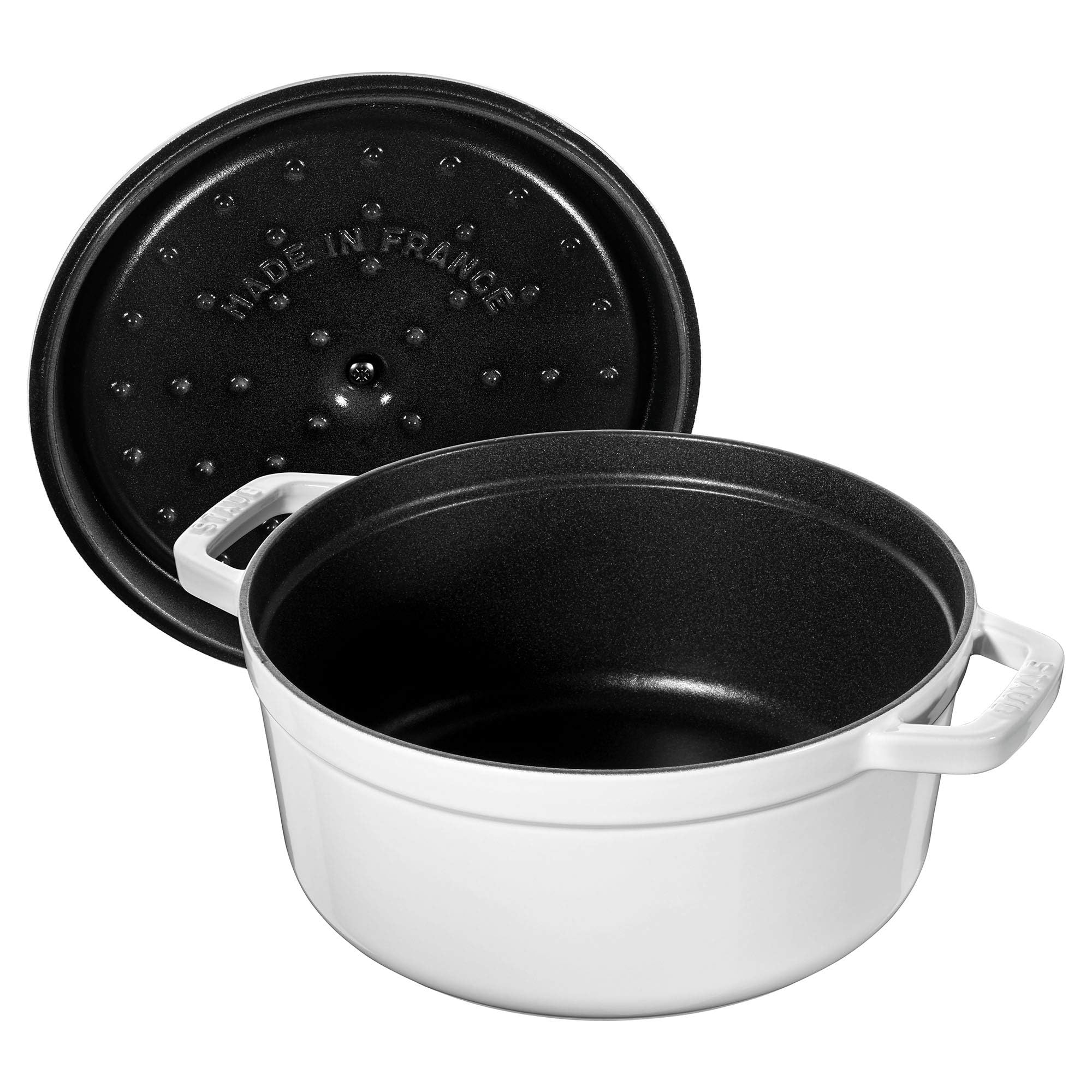 Staub Cast Iron Dutch Oven 4-Qt Round Cocotte, Made In France, Serves 3-4, White
