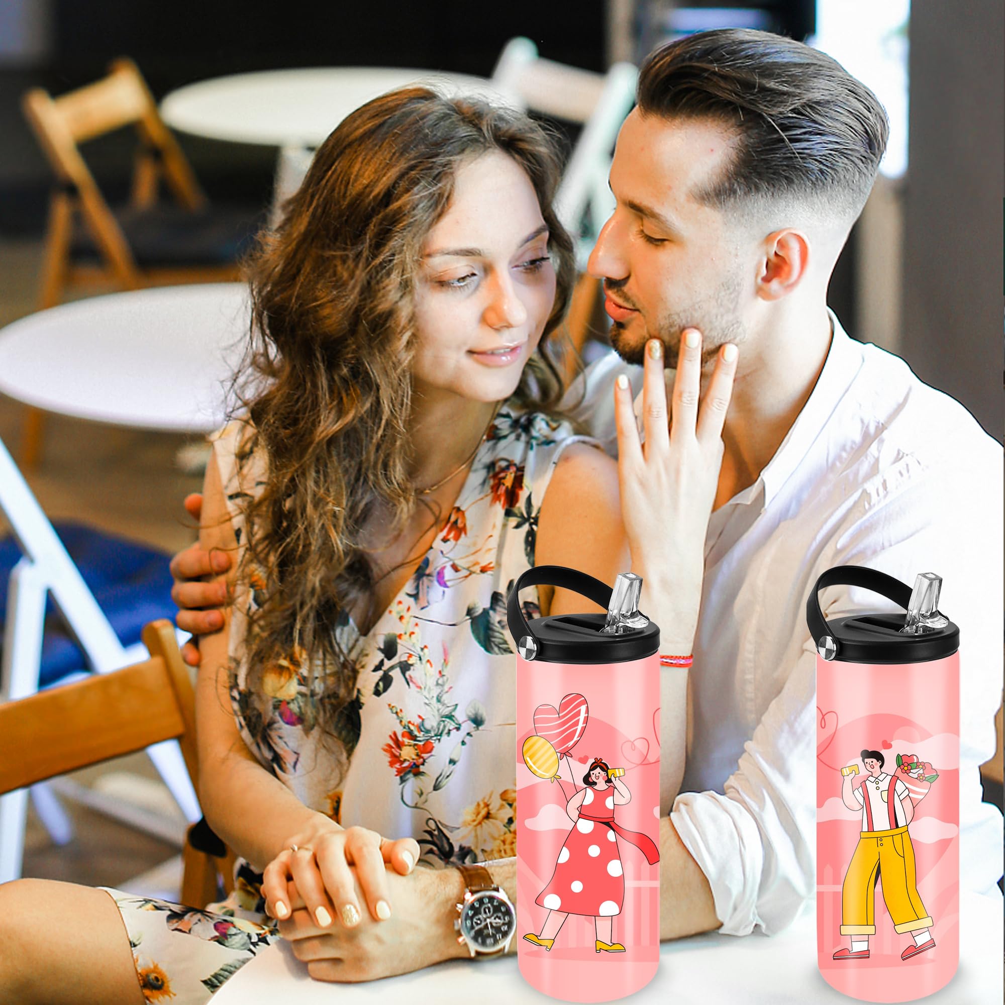 Joyclub 12 Pack Sublimation Water Bottle Blanks Bulk 20 oz Sublimation Tumblers with Handle Lids and Straws Skinny Straight Stai