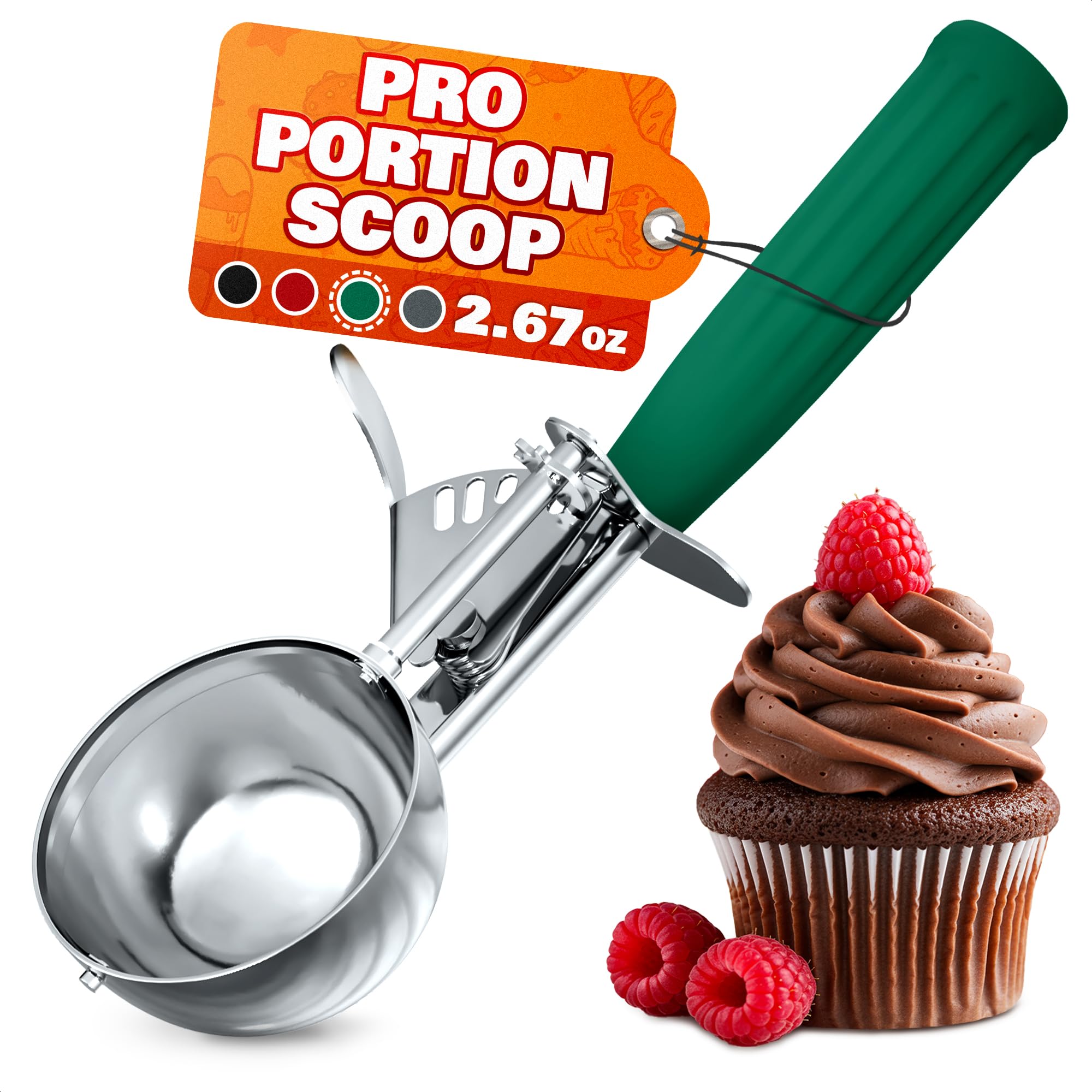 2.67Oz Ice Cream Scoop with Trigger #12 - Ice Cream Scooper for Portion Control, Gelato, Cookie Dough, Meatballs - Stainless Ste