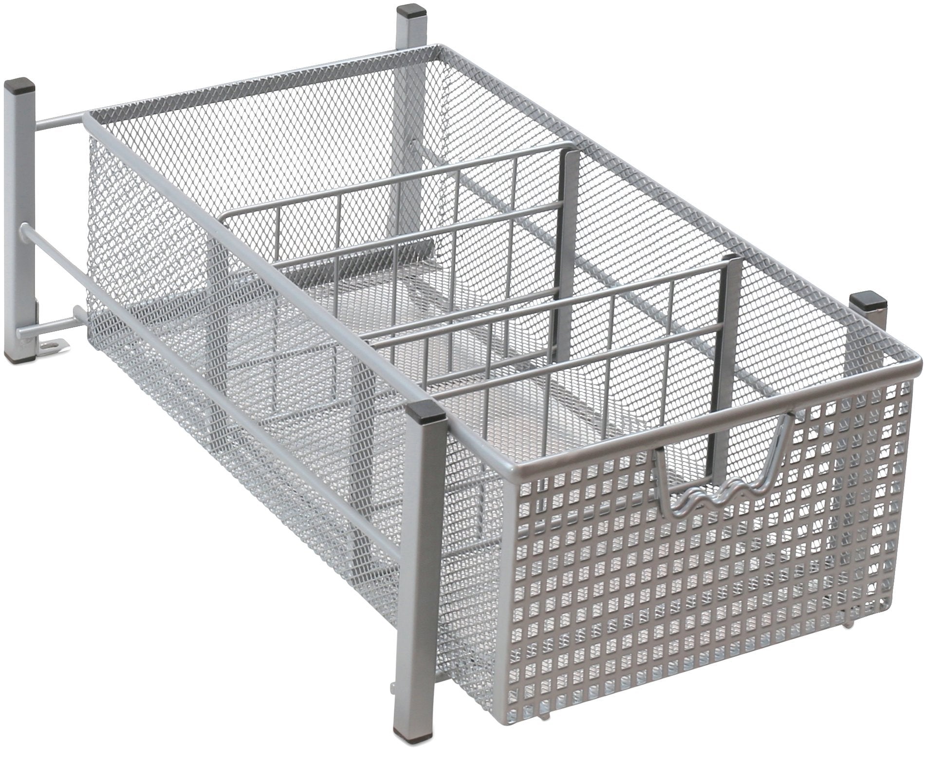 Decobrothers Mesh Cabinet Basket Organizer With Split Card, Silver