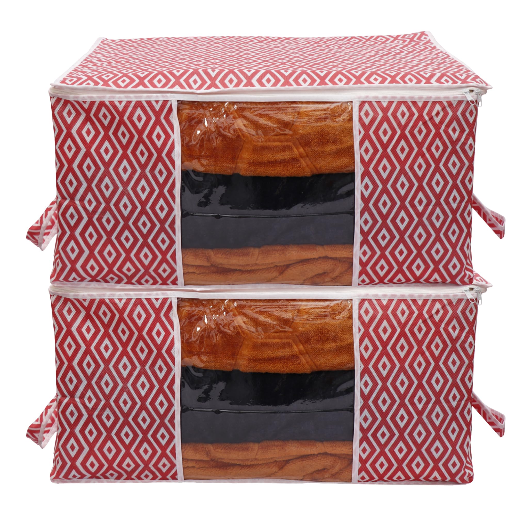 Amak Inc Embossed Fabric Underbed Storage Bag/Storage Organizer/Blanket Cover With Transparent Window Storage Bag For Clothes X