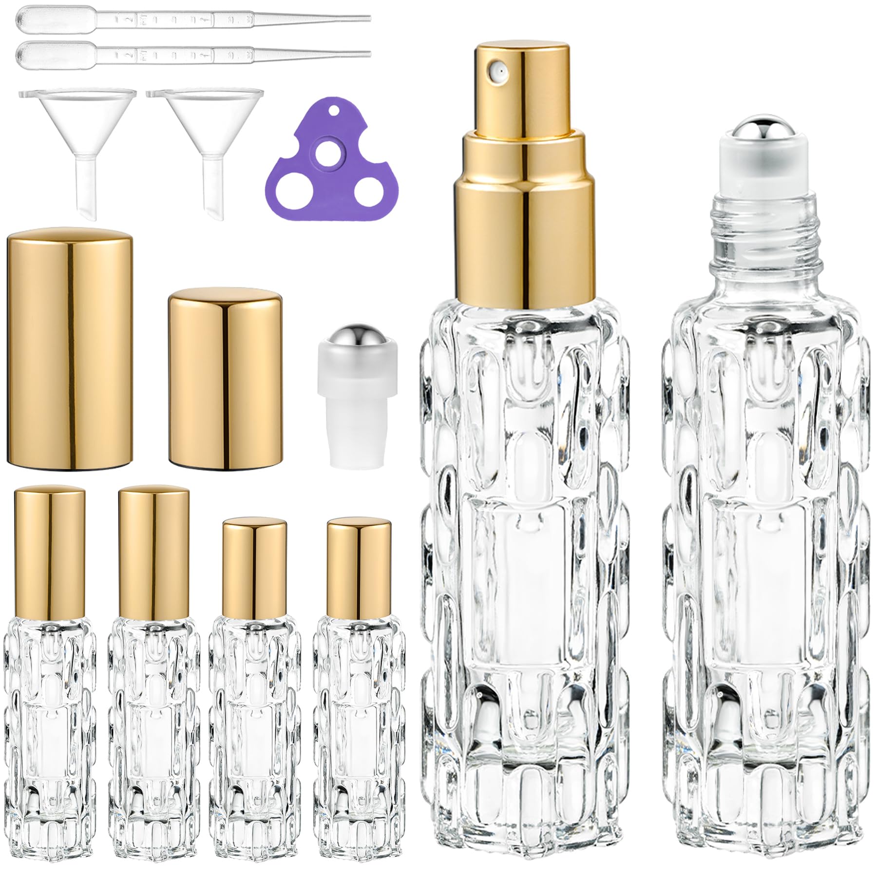 CUQIG 310ml Roller Bottles & 310ml Fine Mist Spray Bottles(Gold)