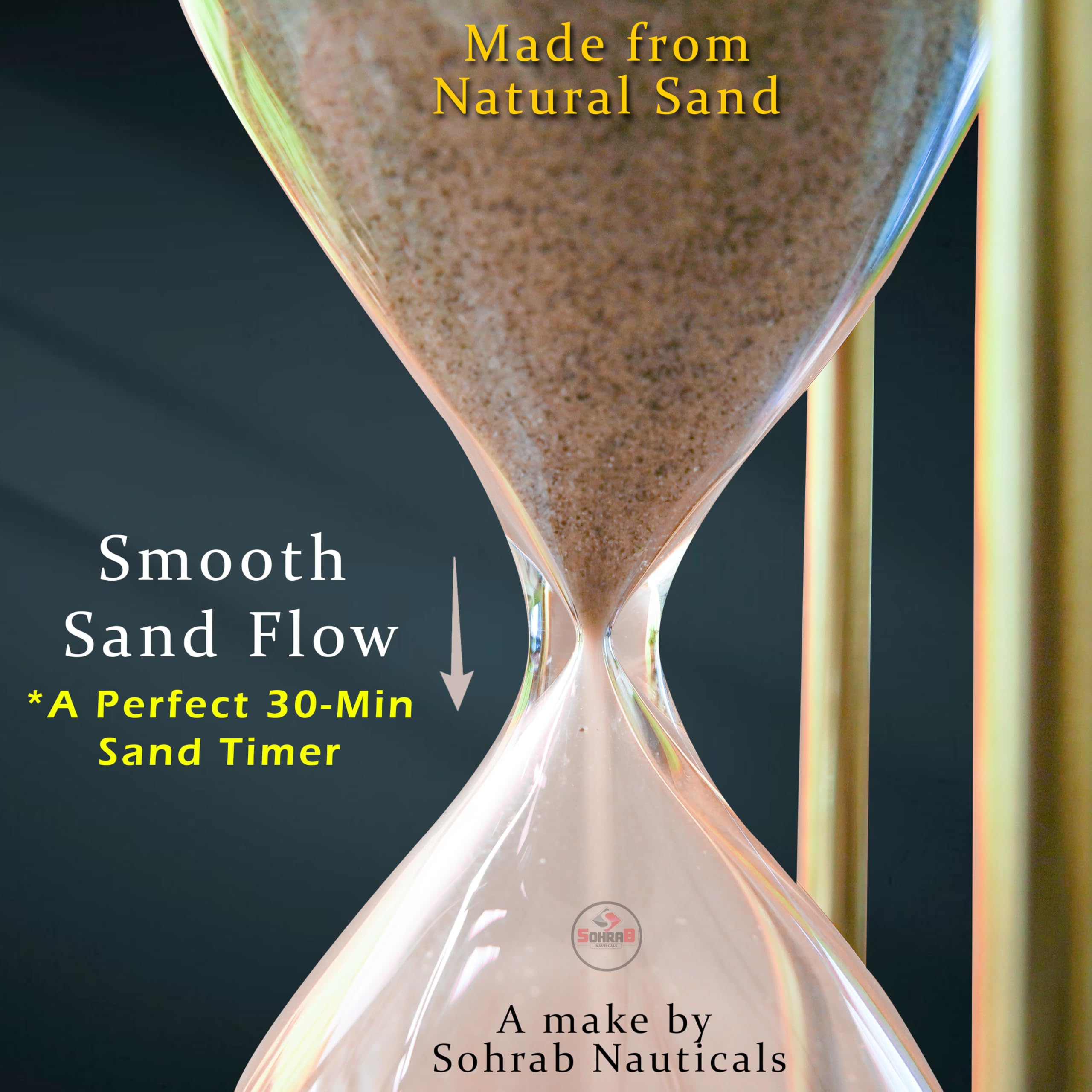 Sohrab Nauticals Hourglass 30 Minute Sand Timer Sand Glass Clock Timer With Natural Sand Sand Timer For Home & Kitchen Office Ta