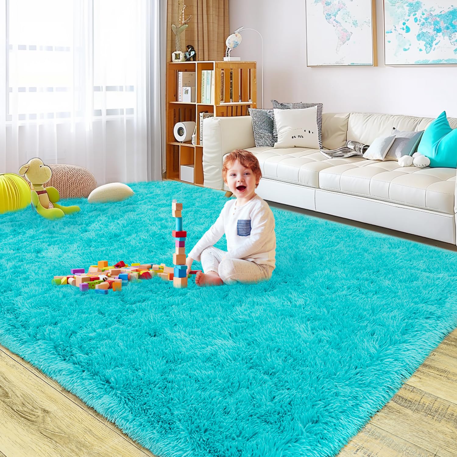 Super Soft Fluffy Rug for Living Room Bedroom, Large Comfy Modern Shaggy Rug Fuzzy Kids Rug, Plush Indoor Nursery Classroom Home