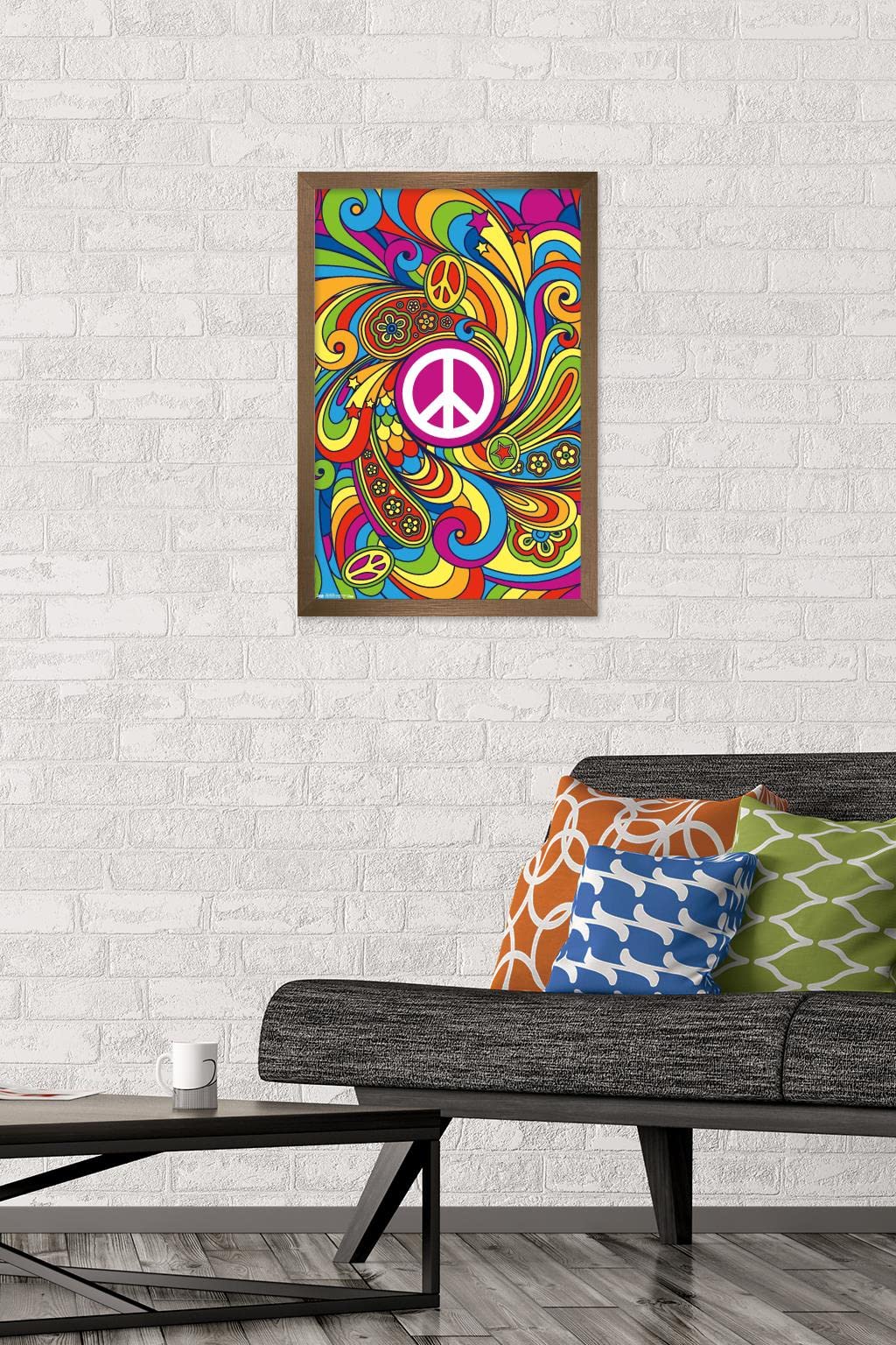 Trends International Peace Sign Wall Poster, 14.725'' X 22.375'', Bronze Framed Version