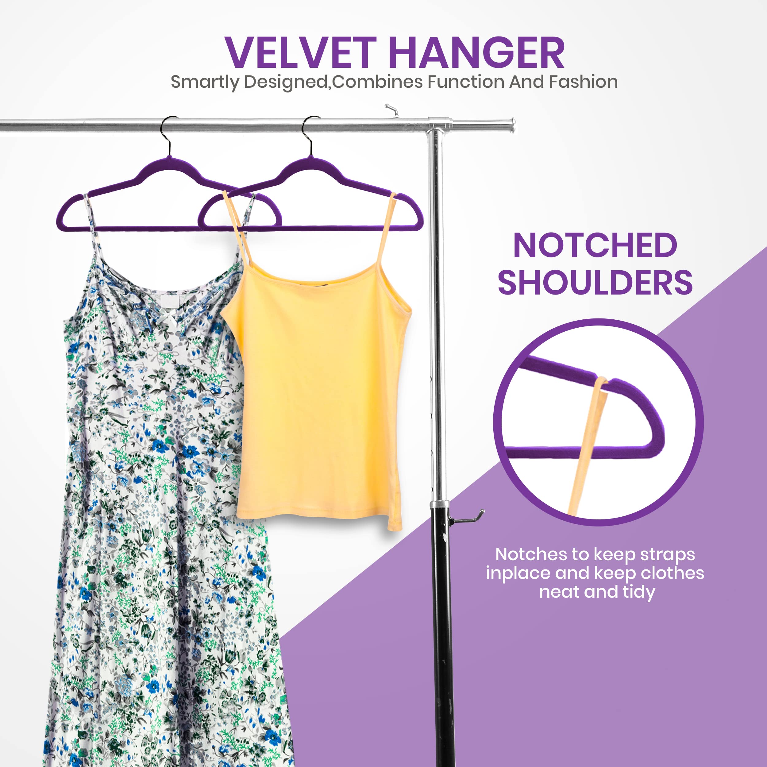 Utopia Home Velvet Hangers 20 Pack - Non-Slip Clothes Hangers - Purple Hangers - Suit Hangers With 360 Degree Rotatable Hook - H