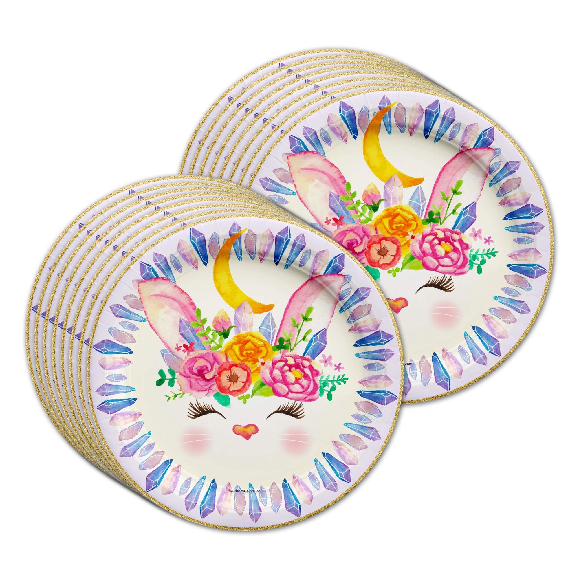 Bunny Rabbit Floral Birthday Party Supplies - Easter Bunny Party Supplies - Floral Party Supplies - Spring Party Supplies - Easter Party Tableware Set Includes Plates Napkins and Cups  Kit for 16