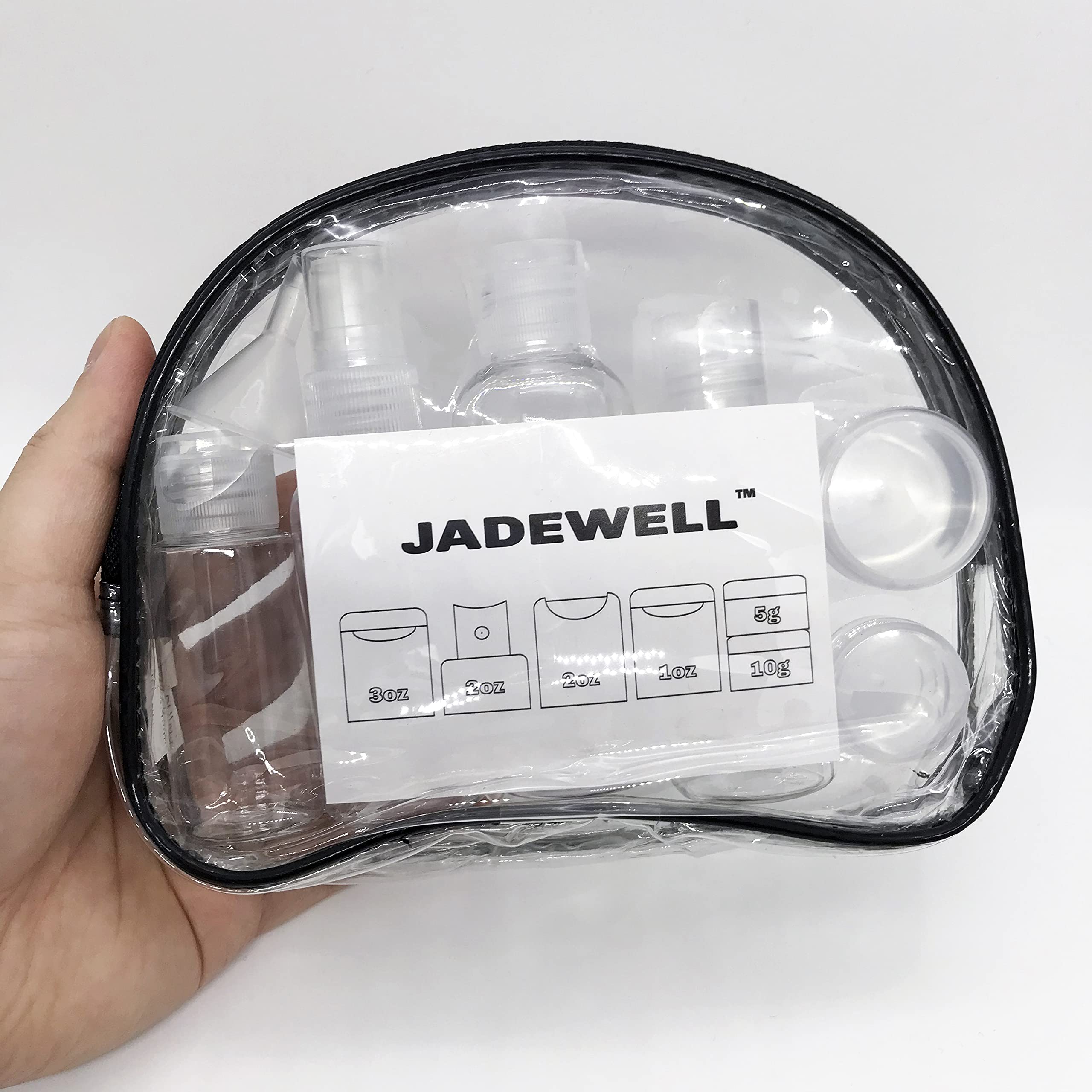 Jadewell 4 Pack Travel Bottles Set With Zipper Bag Containers For Toiletries Shampoo Conditioner Lotion Body Wash Liquid Leak-Pr