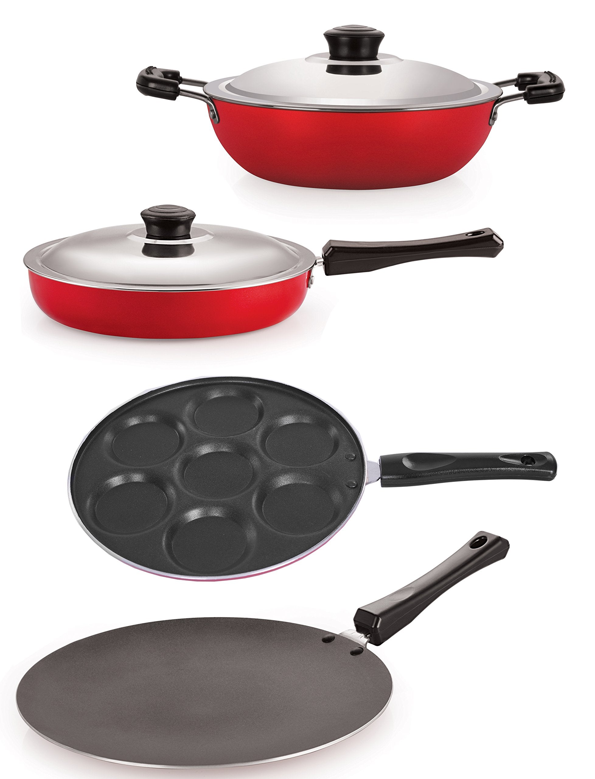 4 Piece Nirlon NonStick Cookware Pots & Pan Kitchen Set