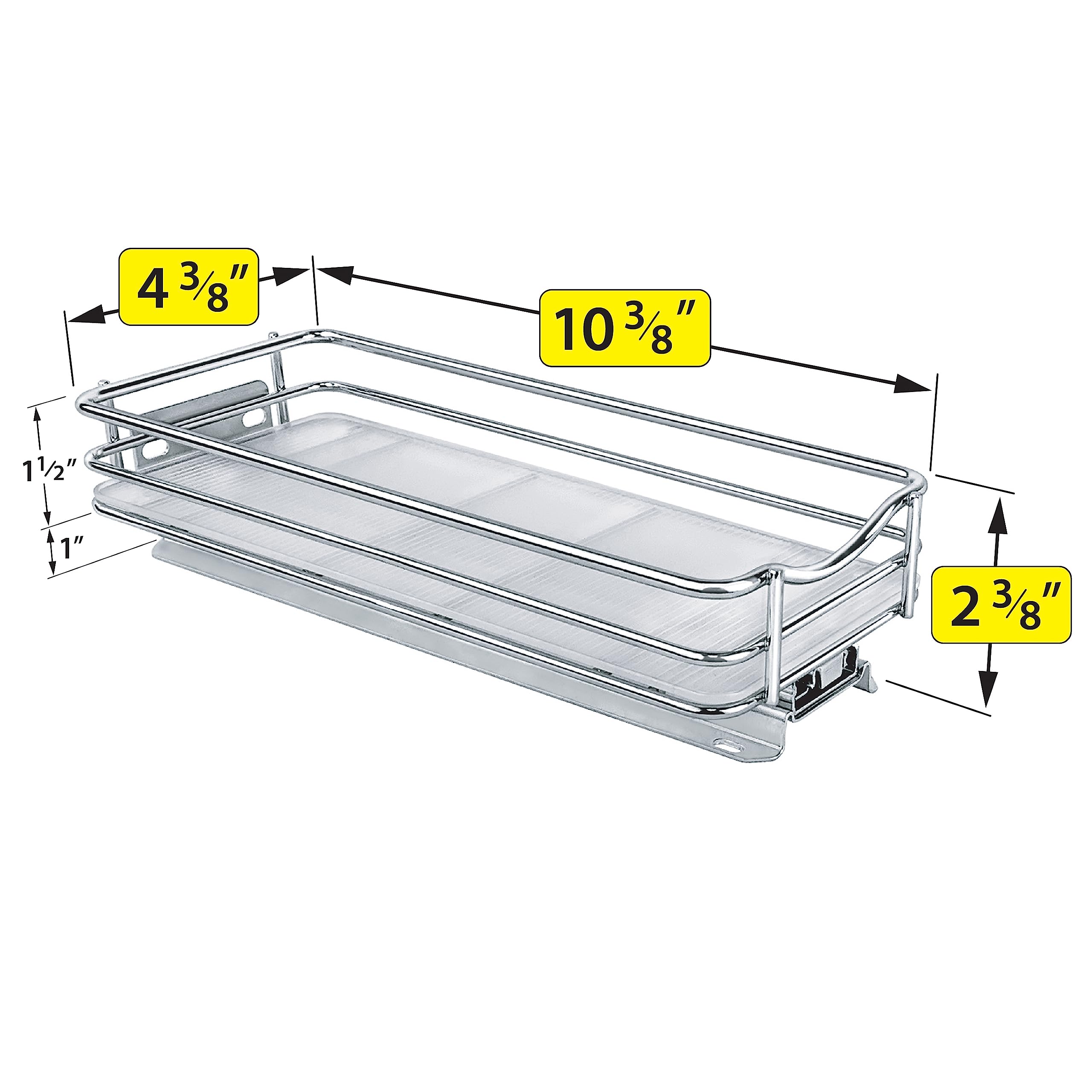 LYNK PROFESSIONAL Pull Out Spice Rack Organizer - 4-1/4" Wide Chrome - 1 Tier Slide Out Drawer for Kitchen Cabinets