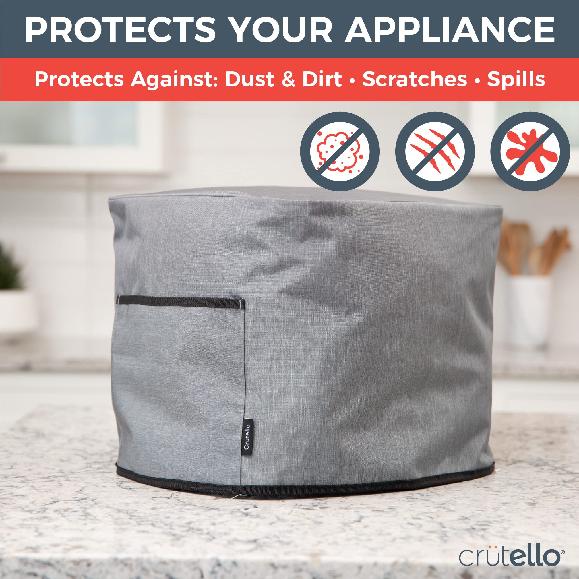 Crutello Air Fryer Cover With Storage Pockets For 10 Quart Fryer - Small Appliance Dust Covers, Kitchen Appliance Air Fryer Cove