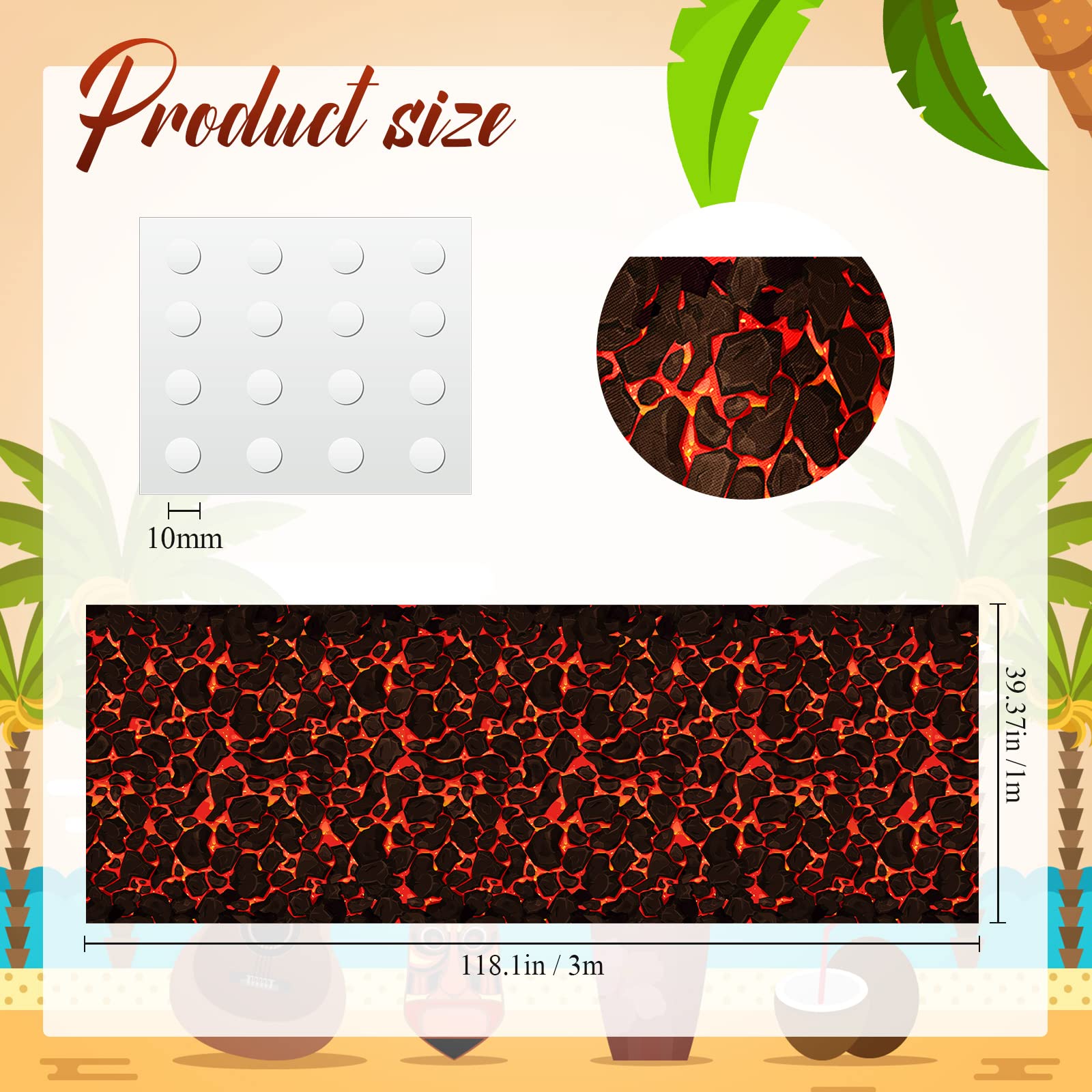 Pinkunn 24 Inch x 10 ft Plastic Hot Coals Runner Party Decorations Lava Themed Party Theme Tablecloth Runner Table Floor Cover f