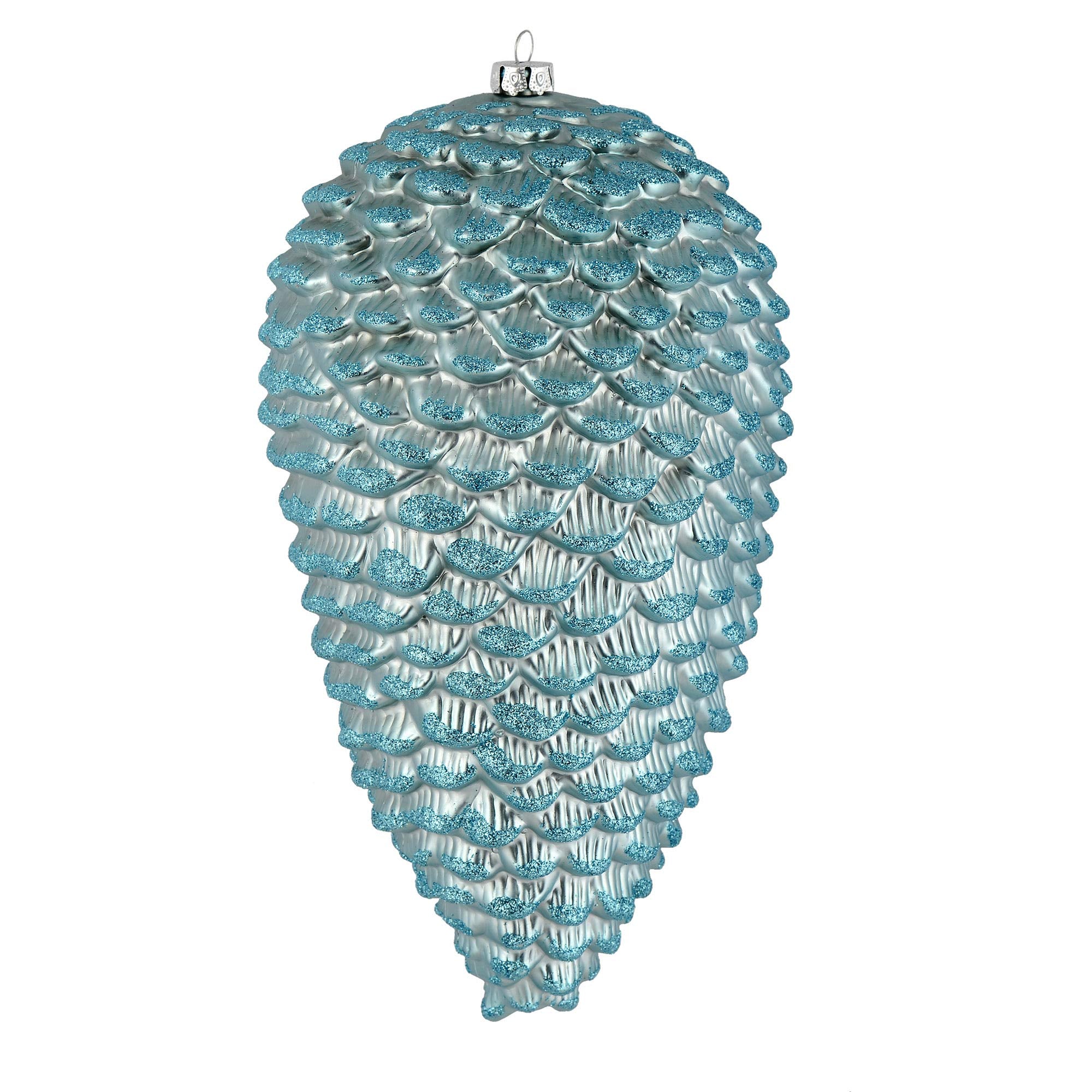 Vickerman 7 Baby Blue Matte Glitter Pinecone Christmas Ornament. Includes 4 Pieces per Pack.