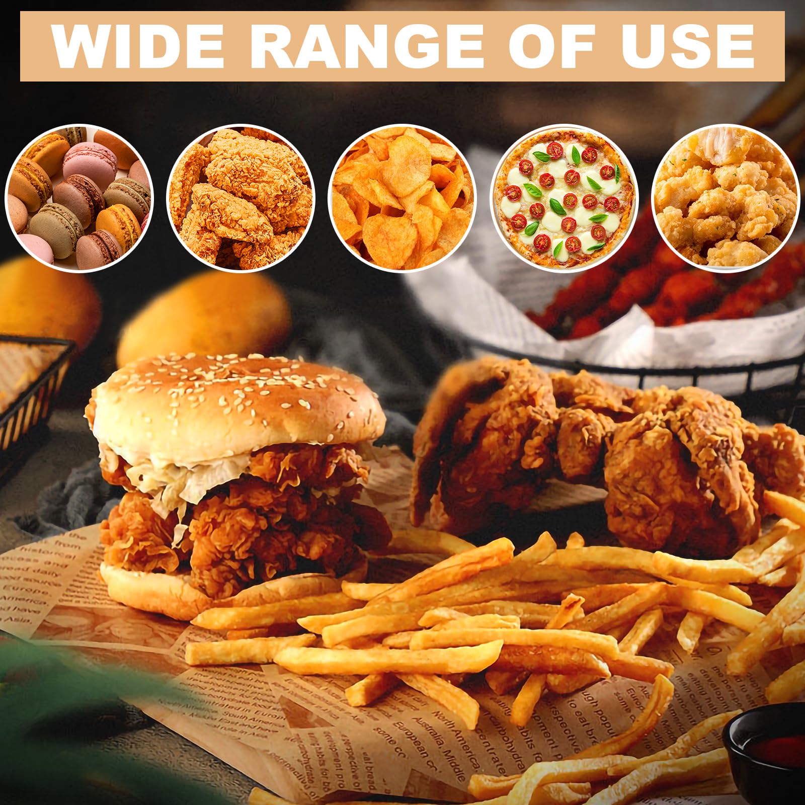 200 Pcs Deli Wax Paper Sheets For Food Basket & Plate Liners 12 X 8 Inch Old Newspaper Style Printed Greaseproof Deli Paper For