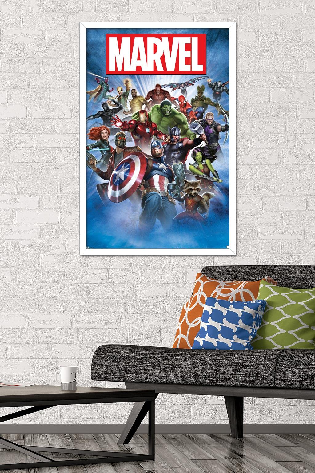 Trends International Marvel Comics - Group Shot Wall Poster, 22.375'' X 34'', White Framed Version