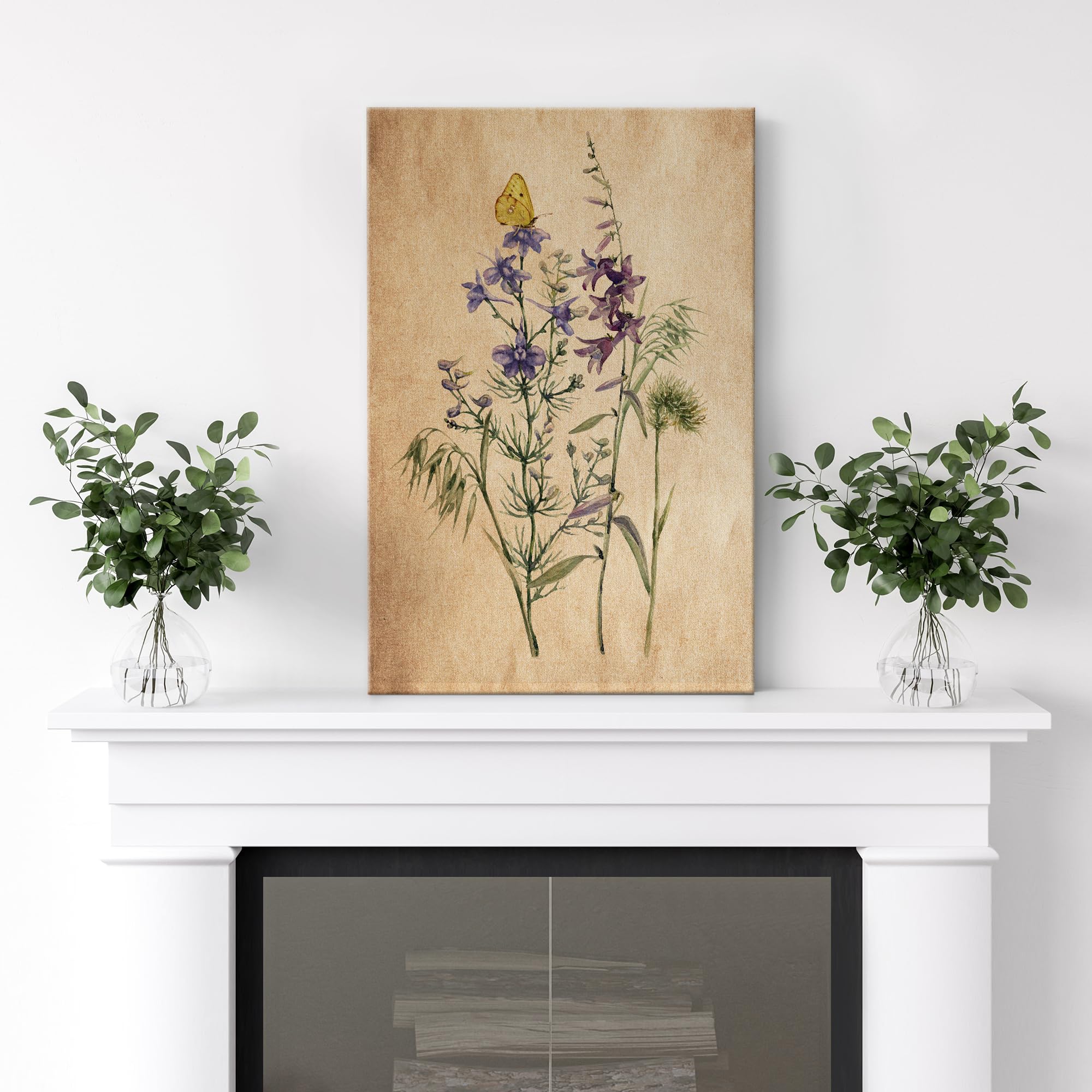 Wall26 Canvas Print Wall Art Antique Lavender Blue Wildflowers Nature Wilderness Illustrations Modern Art Botanical Floral Farmh