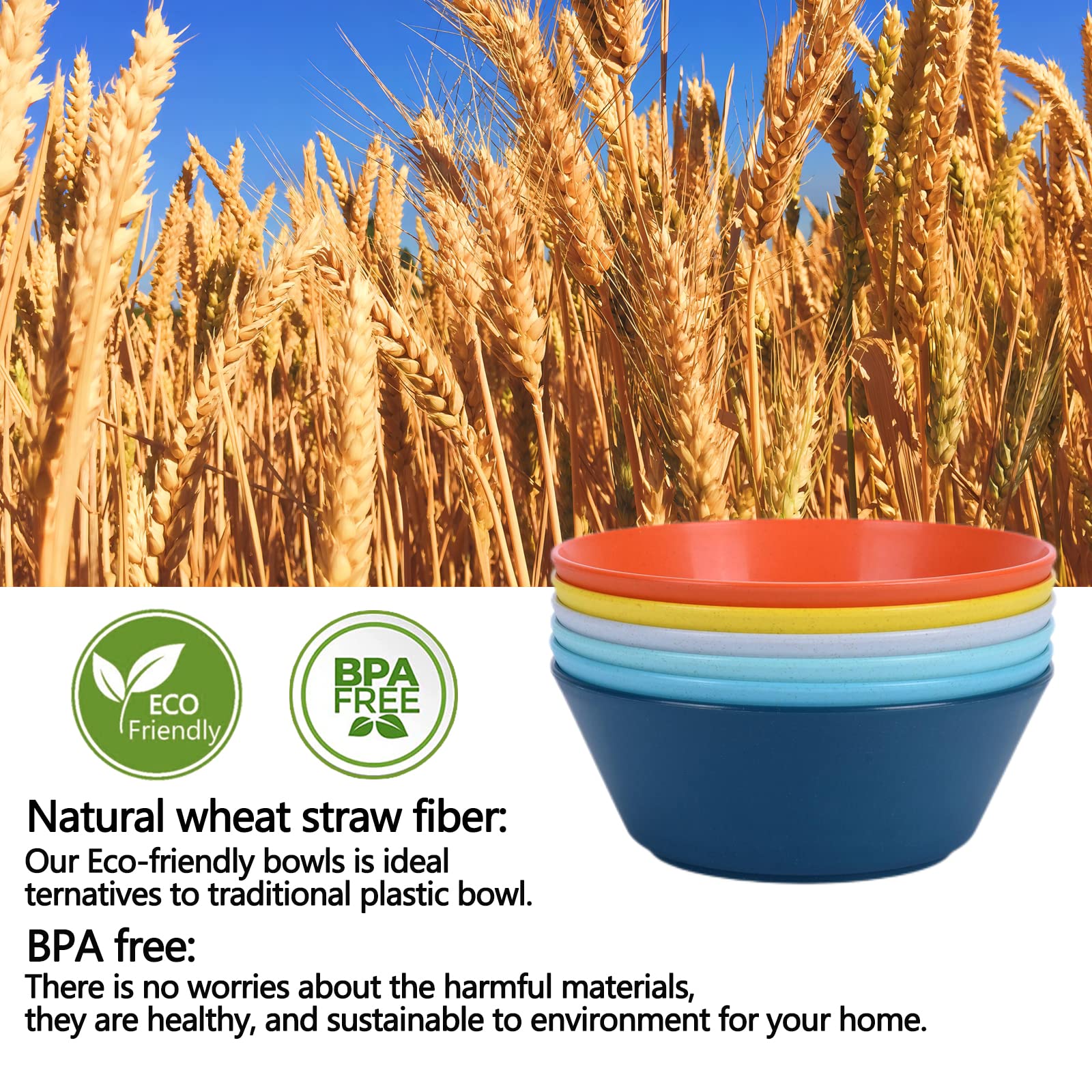 Unbreakable Large Cereal Bowls Set Of 6, 32 Ounce Bpa-Free Microwave And Dishwasher Safe Salad Bowls, Stackable Color Kitchen Bo