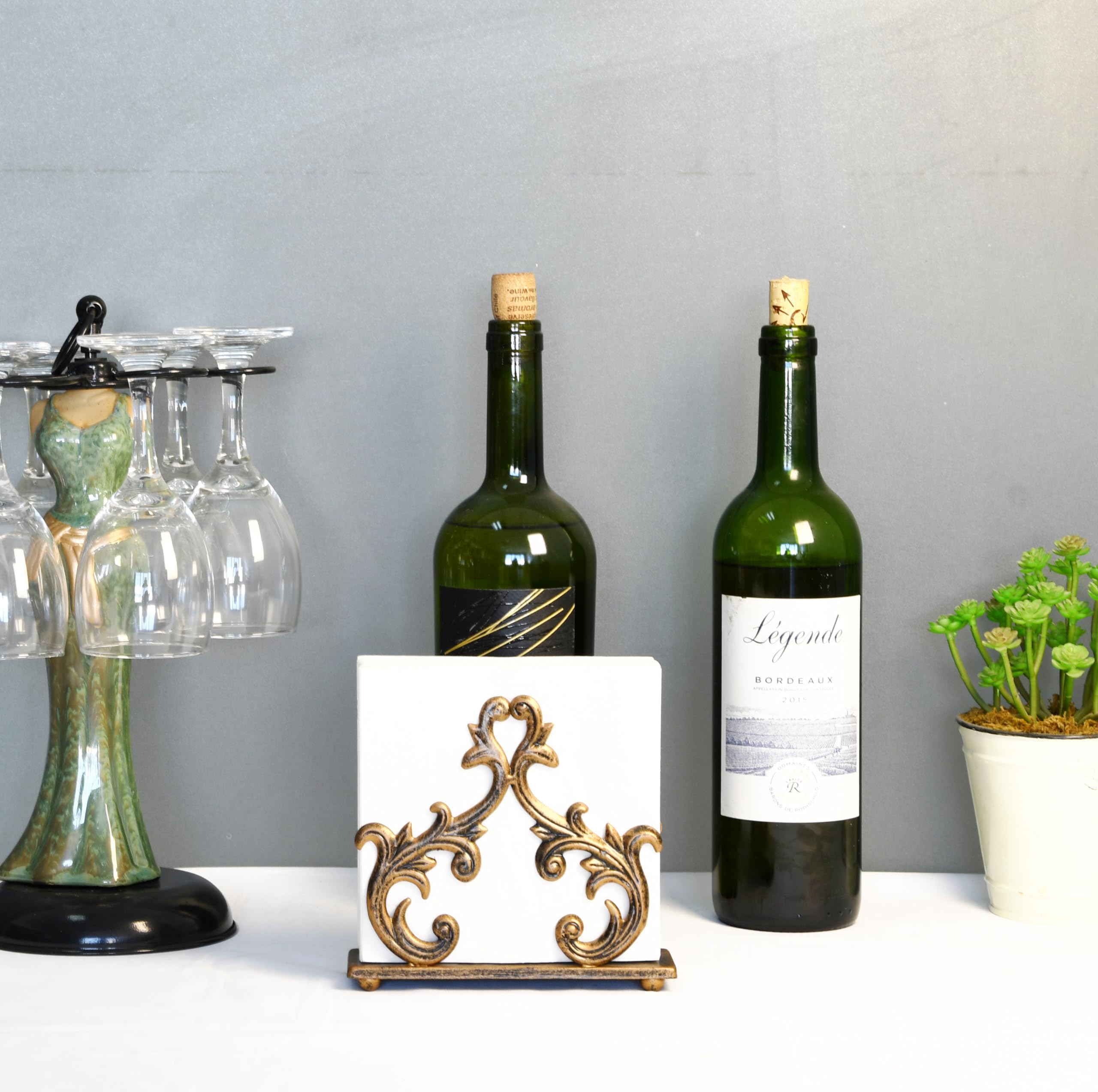 Bronze Metal Baroque Style Napkin Holder, Freestanding Barocco Tissue Dispenser, Baroque Napkin Tray Basket