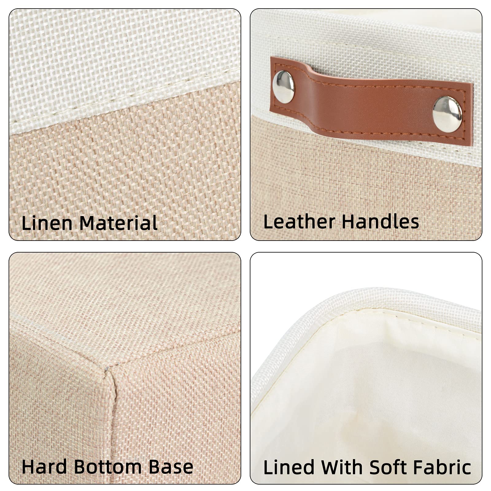 DULLEMELO Fabric Storage Basket for Shelves/Closets  Collapsible Rectangle Basket for Organizing Clothes  Toys  Towels  Books  Laundry  Nursery  Dog Toy Basket Empty (White&Khaki)