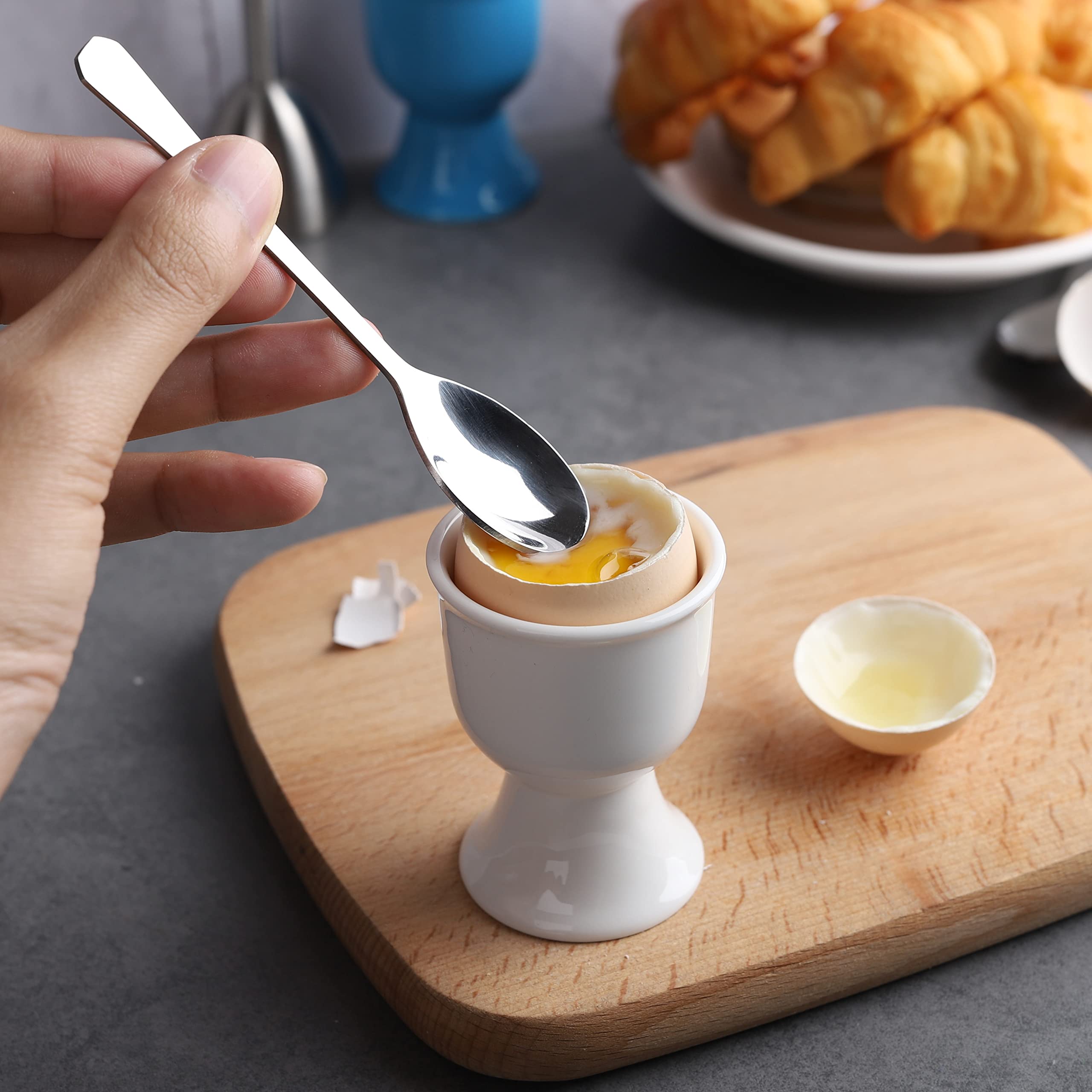 Stainless Steel Egg Spoon 8 Pieces Egg Scoops For Hard Soft Boiled Egg Tool Set