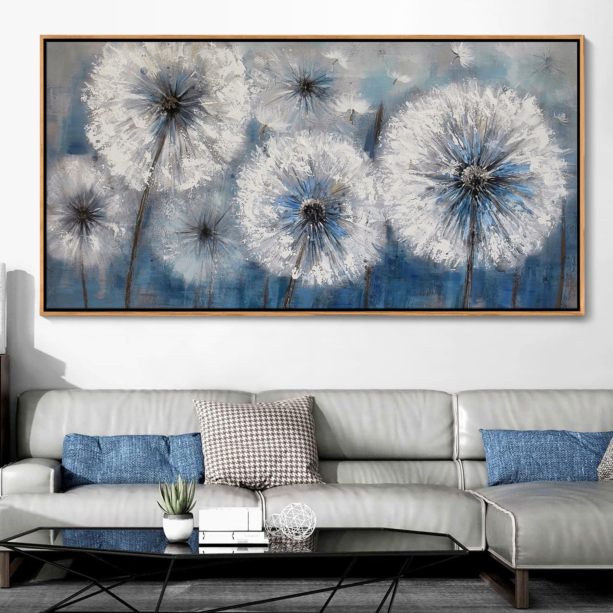 Dandelion Painting Wall Art Canvas Print Picture Framed Wall Art For Living Room Large White Flower Flora Home Bedroom Decoratio
